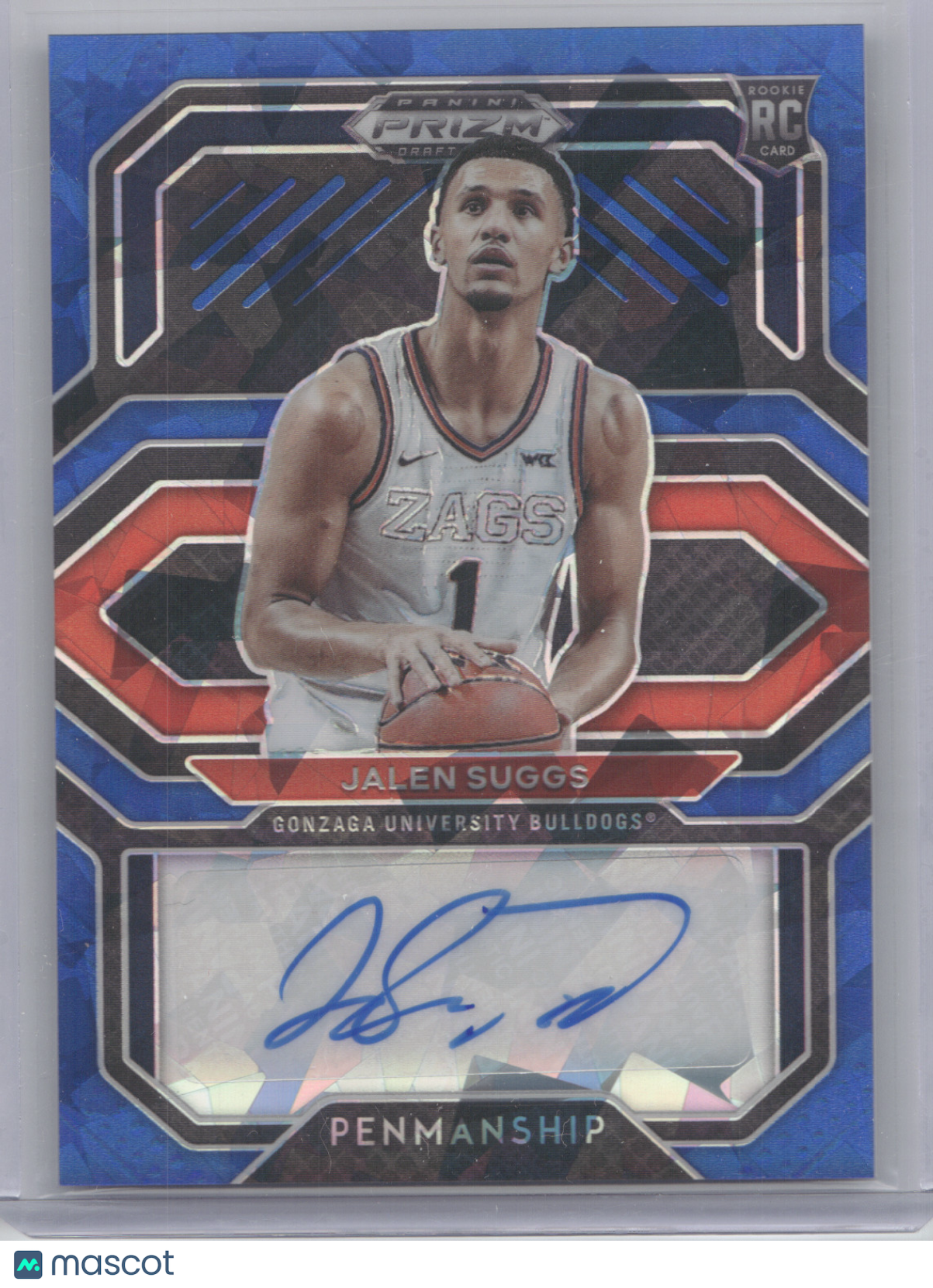 2021 Panini Prizm Draft Picks Penmanship Jalen Suggs #CP-JSU Blue Ice RC 17/25