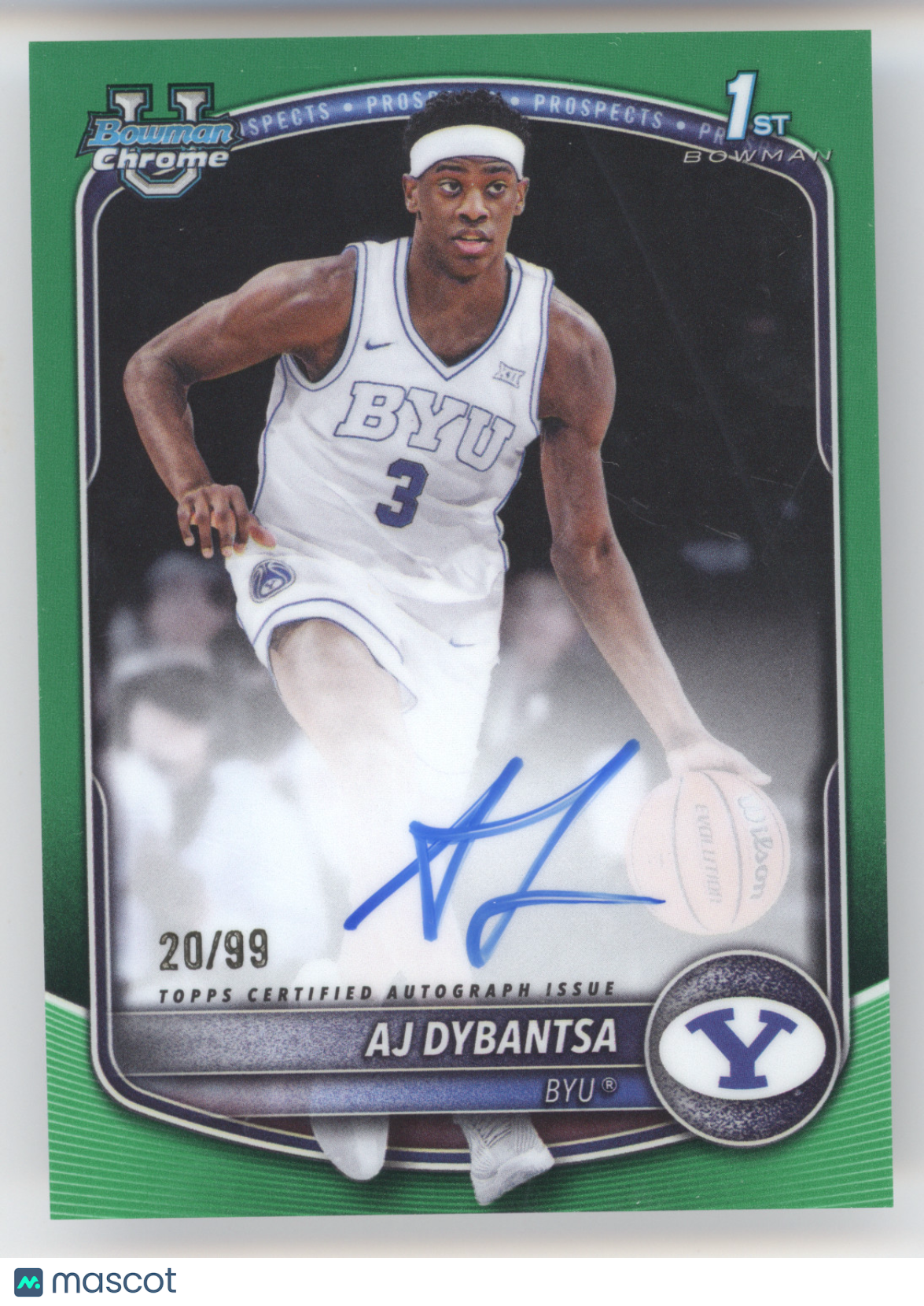 2025 Bowman Chrome U Prospect Autograph AJ Dybantsa #AD Green 20/99 1st Bowman