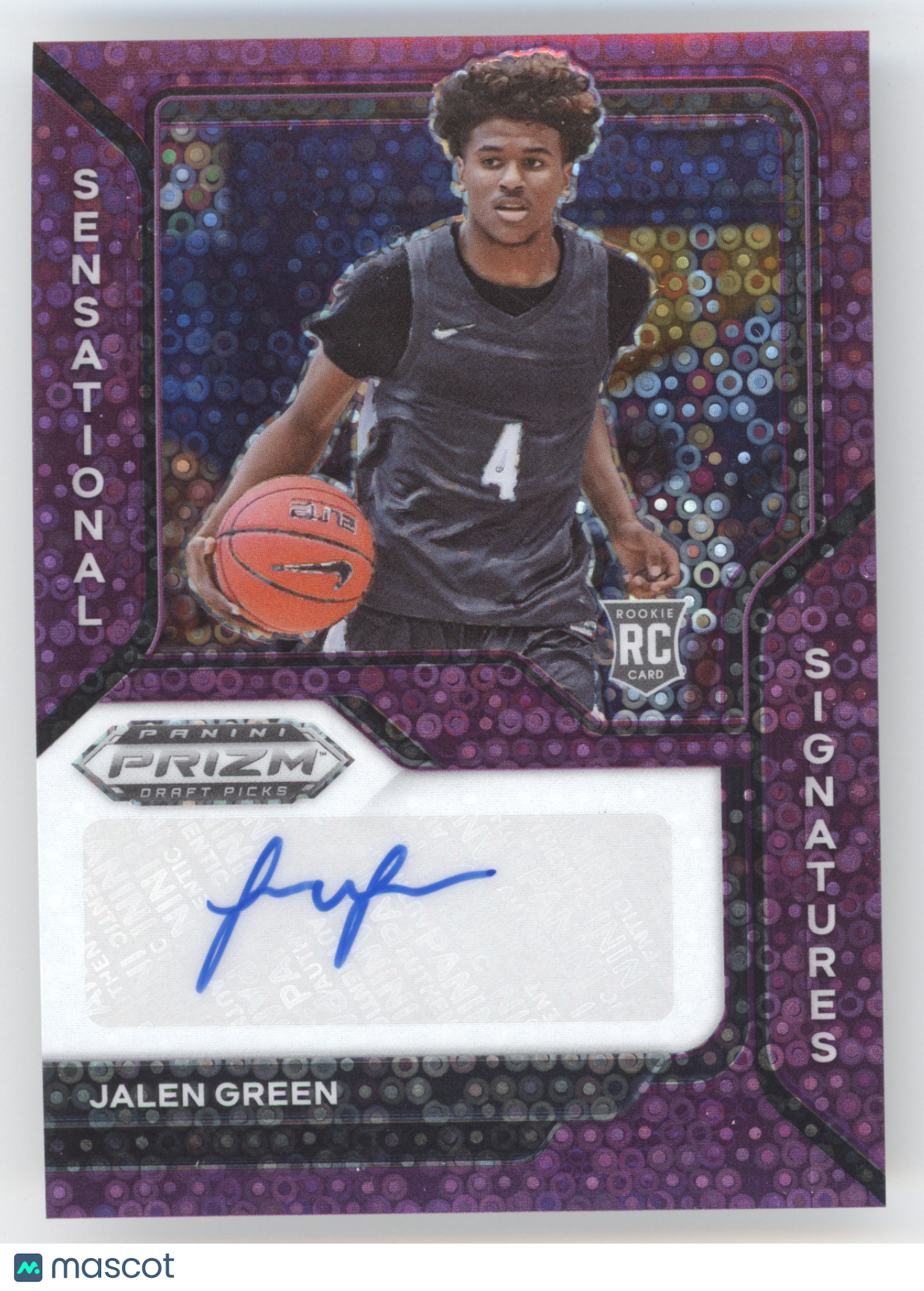 2021 Panini Prizm D.P. Sensational Signatures Jalen Green Purple Disco RC 33/50