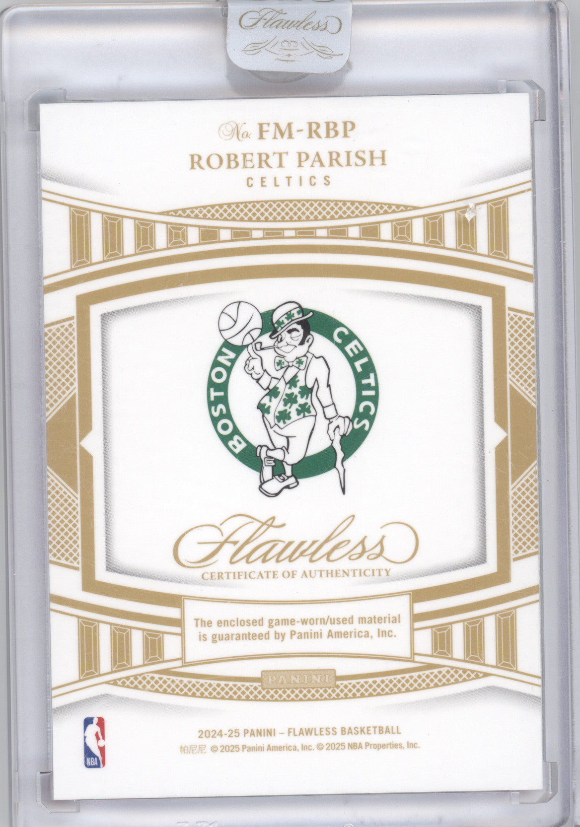2024 Panini Flawless Memorabilia Robert Parish #RBP 4/5 Game-worn/used material