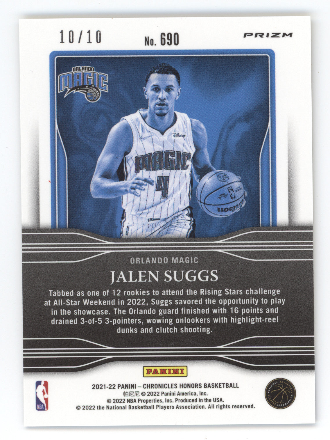 2021 Panini Chronicles Honors Prizm Jalen Suggs #690 Gold RC 10/10