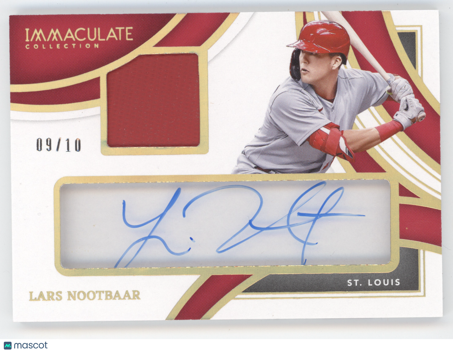 2022 Panini Immaculate Collection Lars Nootbaar #LN Gold Patch Autograph 09/10