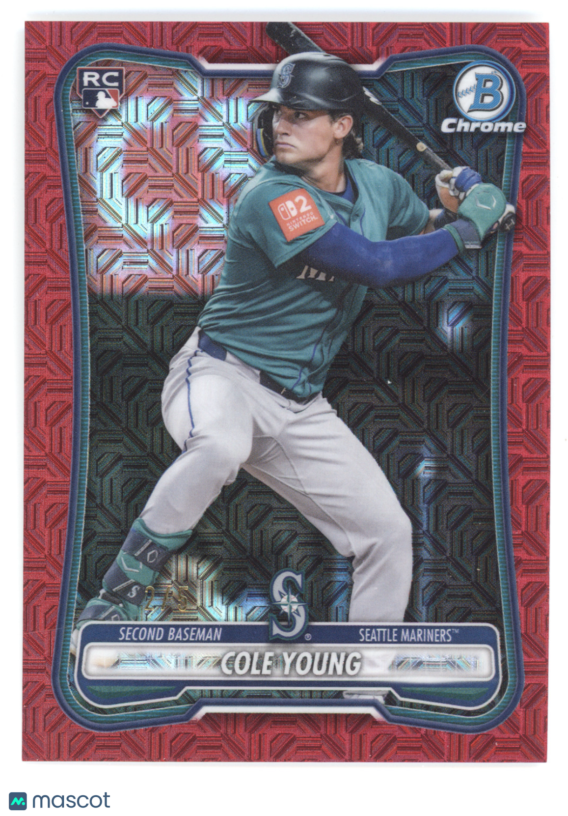 2026 Bowman Chrome Cole Young #78 Red Mojo Refractor 2/5 RC