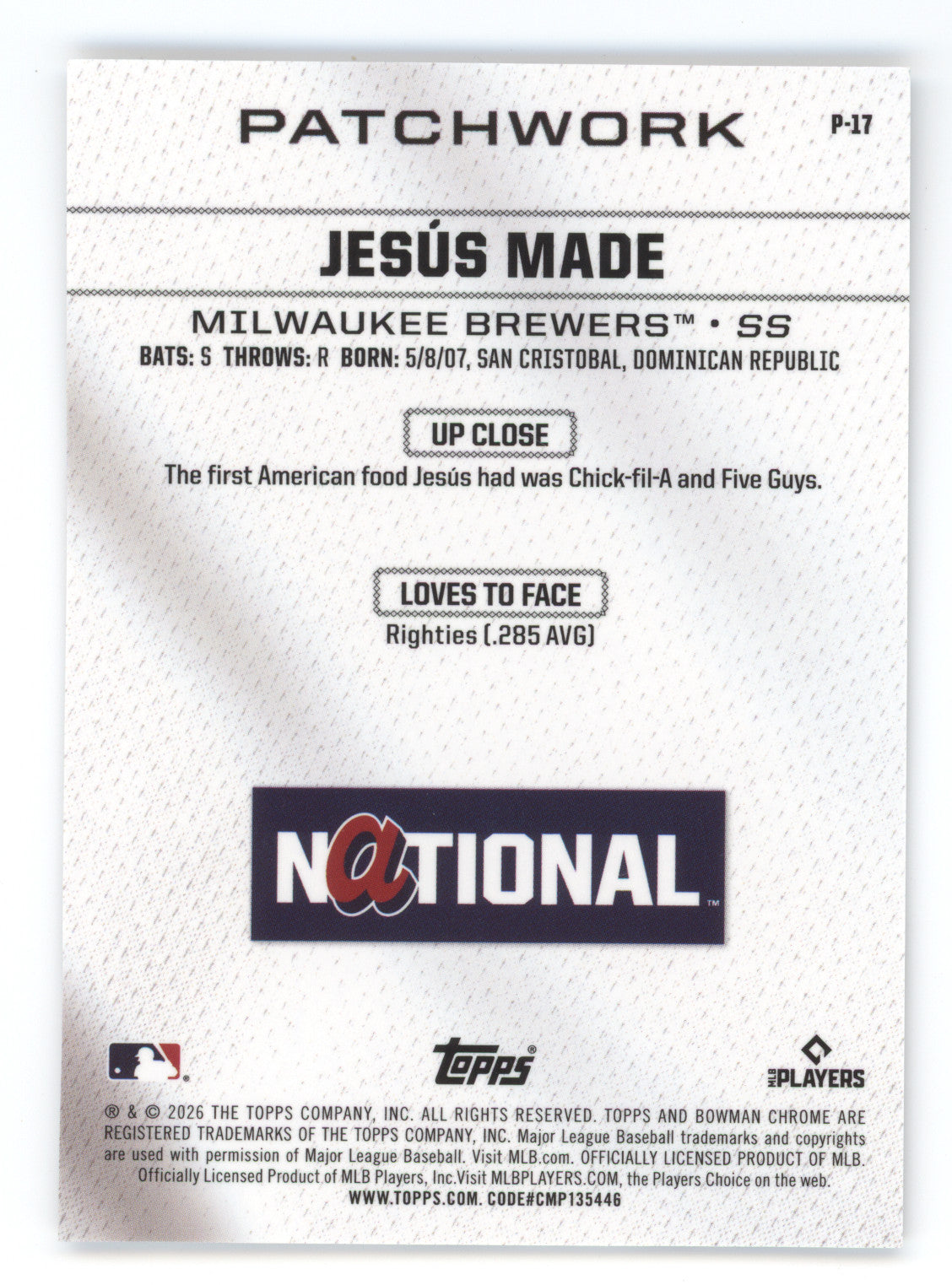2026 Bowman Chrome Patchwork Jesús Made #P-17
