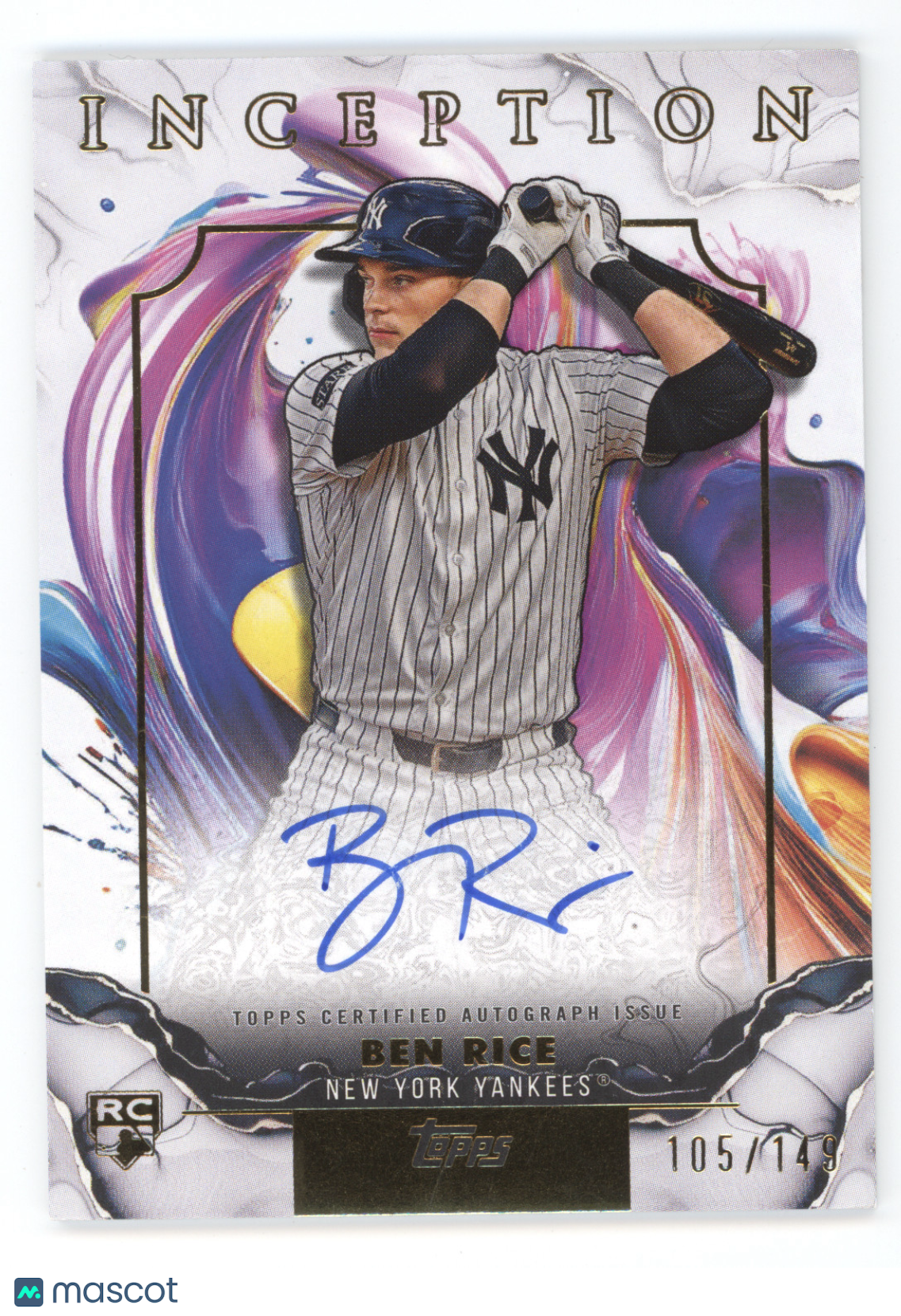 2025 Topps Inception Emerging Stars Autograph Ben Rice #RESA-BR RC 105/149