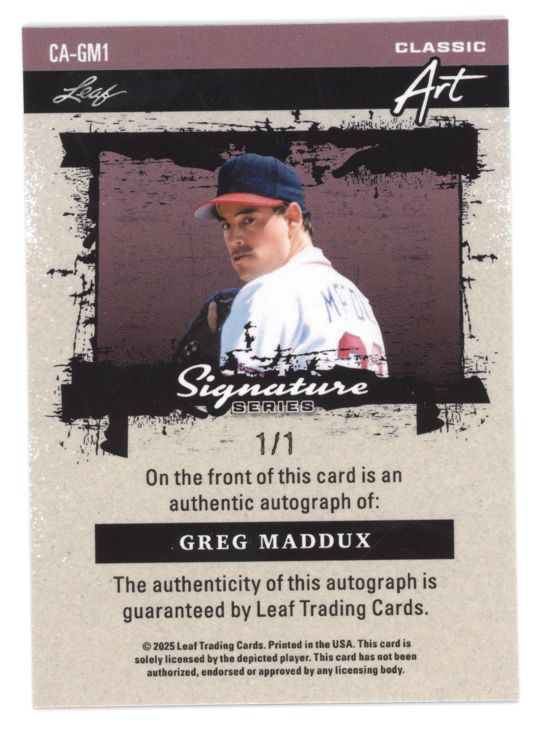 2025 Leaf Classic Art Signature Series Greg Maddux #CA-GM1 1/1