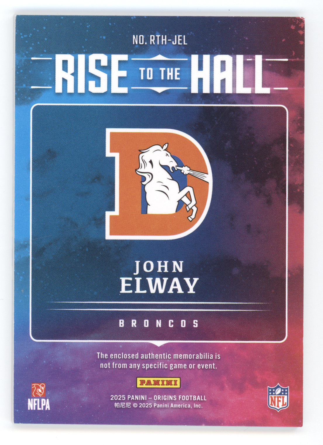 2025 Panini Origins Rise to the Hall John Elway #RTH-JEL 017/199 Memorabilia