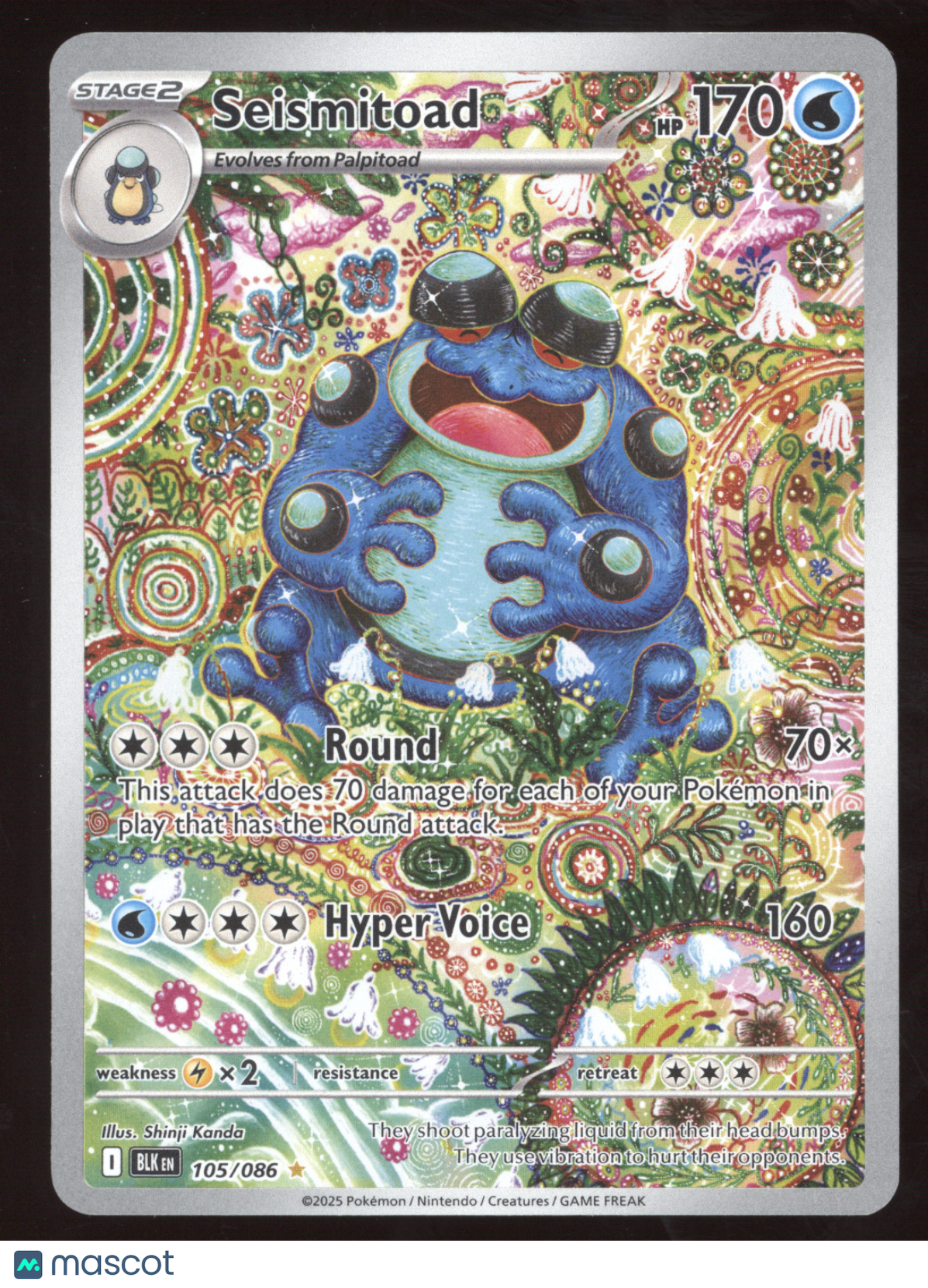 2025 Scarlet & Violet Black Bolt Seismitoad Secret Rare #105/086