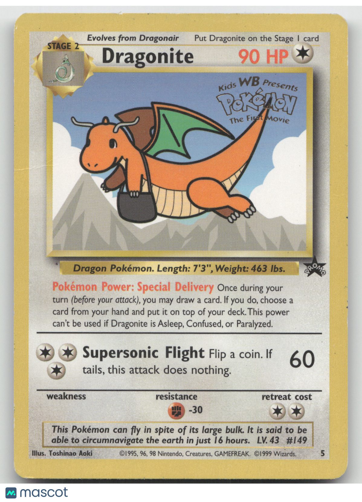 1999 Wizards of the Coast Dragonite Black Star Promo #5