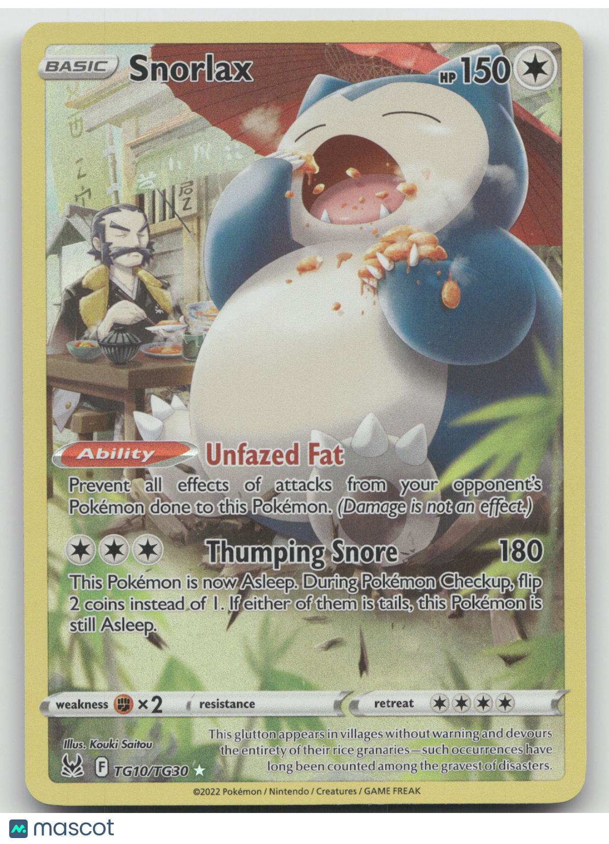 2022 Lost Origin Snorlax Holo Rare #TG10/TG30