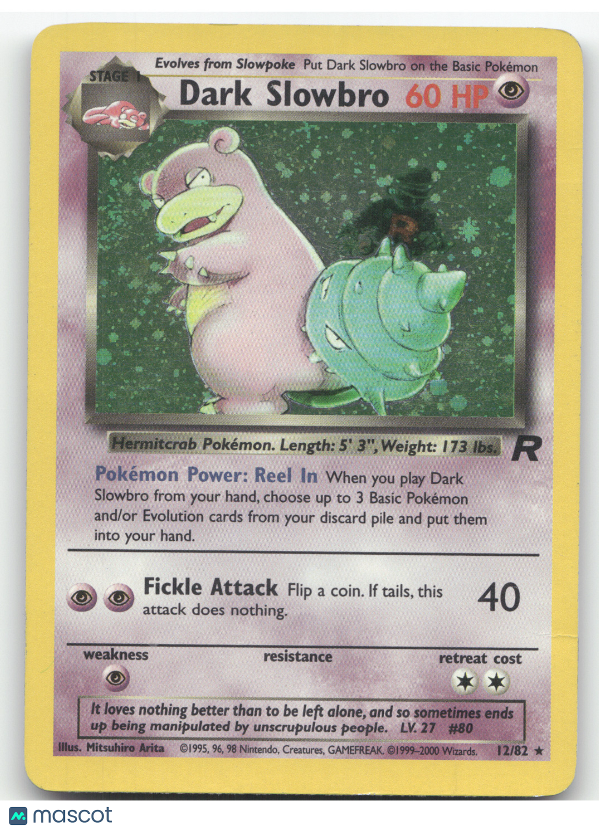 2000 Team Rocket Dark Slowbro Holo Rare #12/82