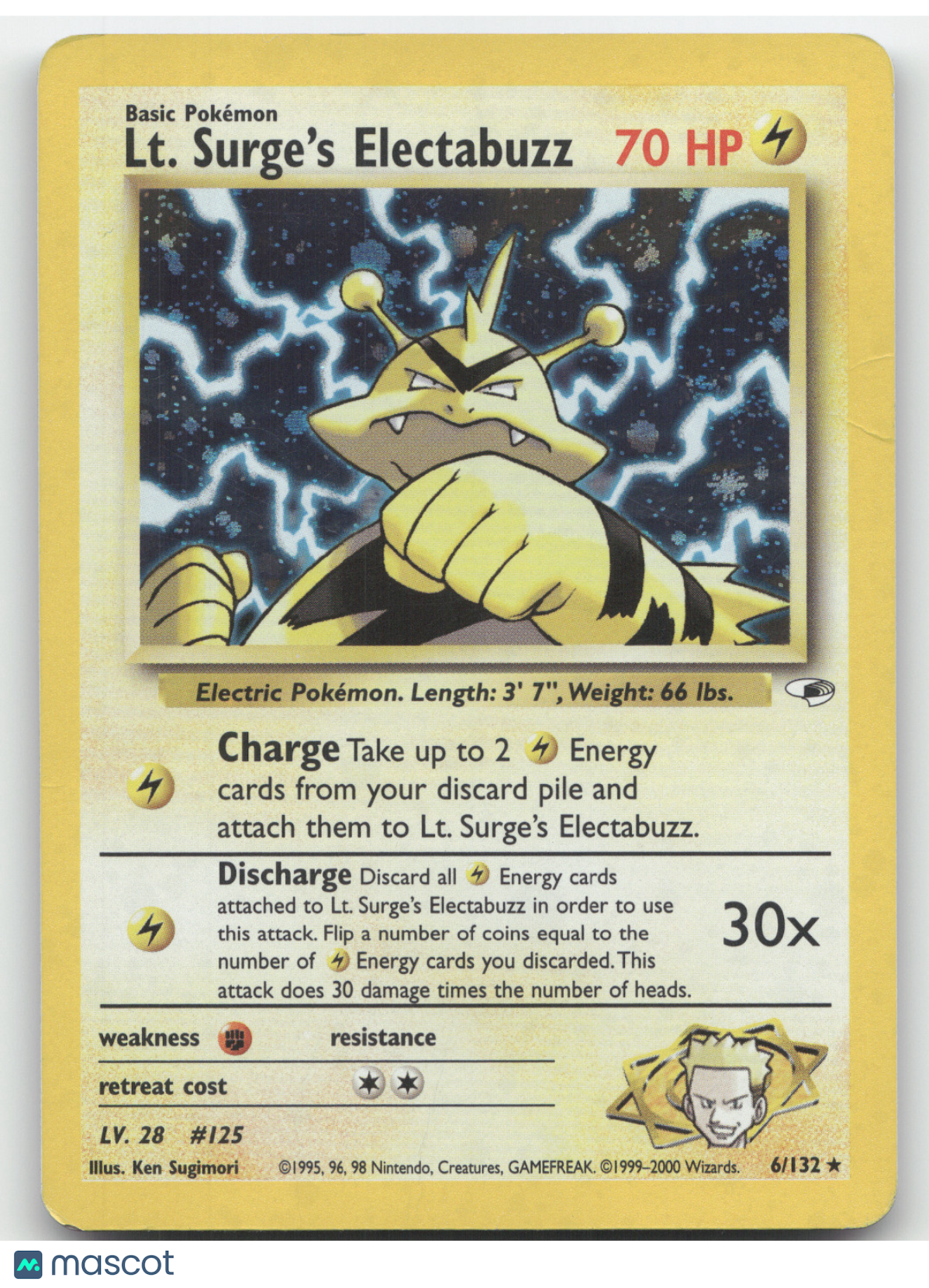 2000 Gym Heroes LT. Surge's Electabuzz Holo Rare #6/132
