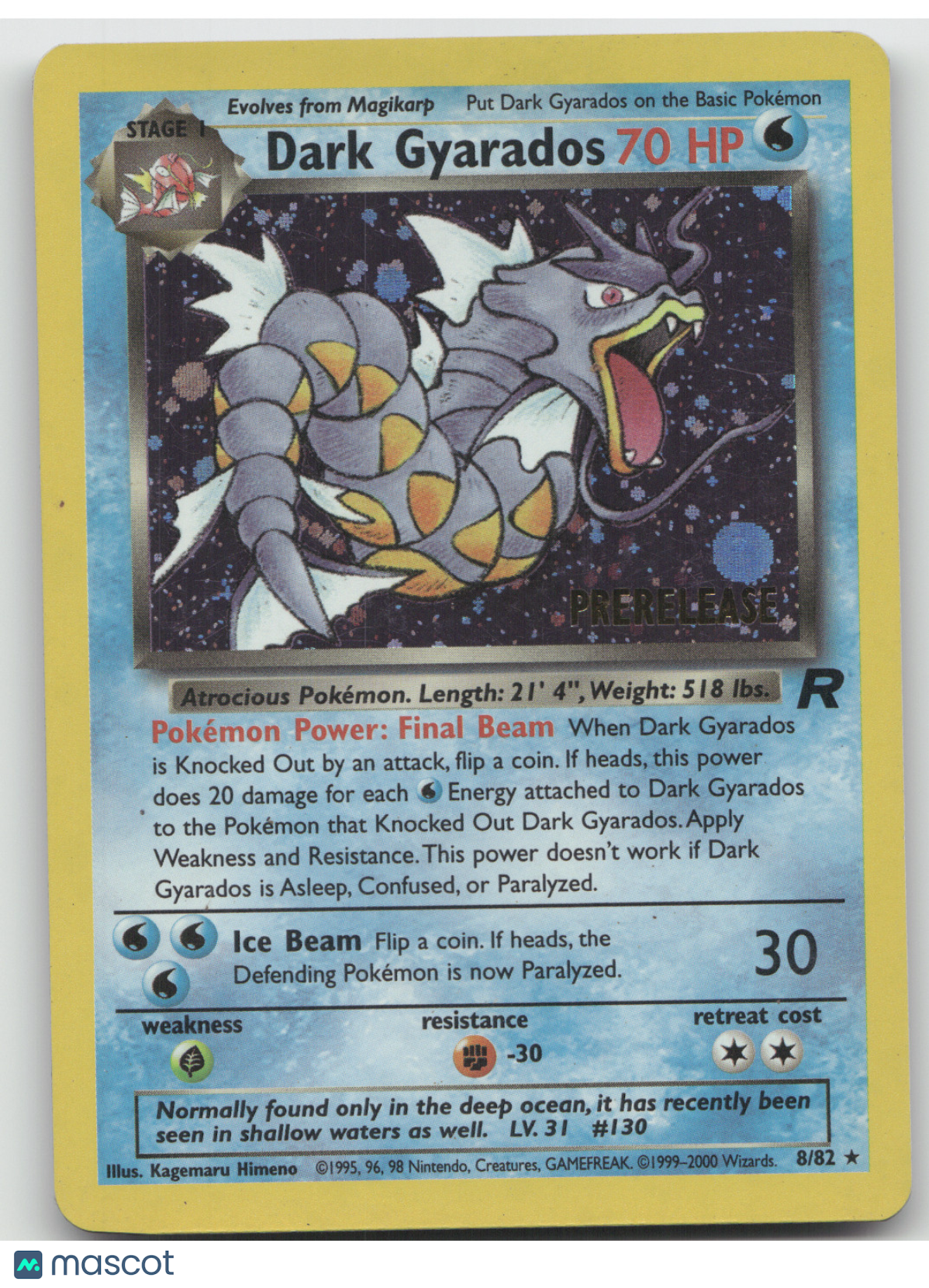 2000 Team Rocket Dark Gyarados Holo Rare #8/82