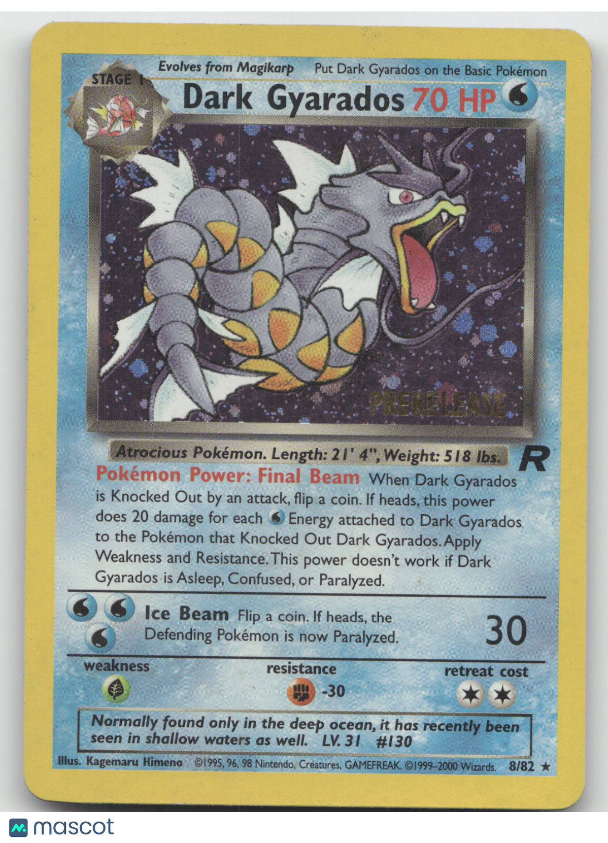2000 Team Rocket Dark Gyarados Holo Rare #8/82