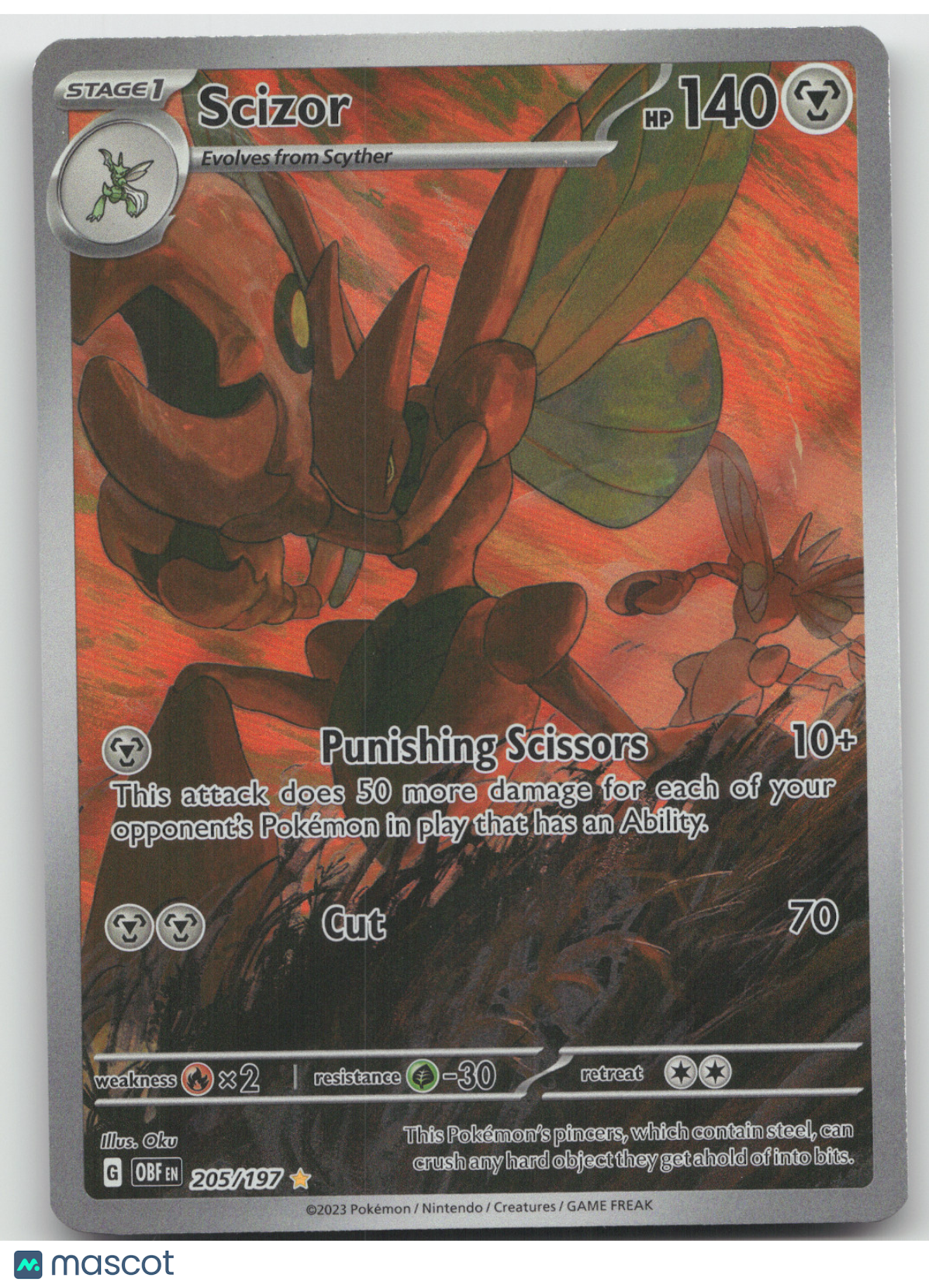 2023 Obsidian Flames Scizor Secret Rare #205/197