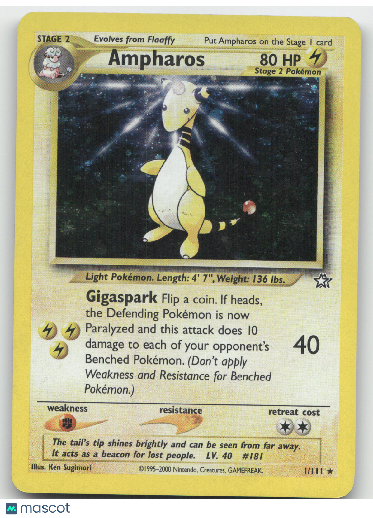 2000 Neo Genesis Ampharos Holo Rare #1/111