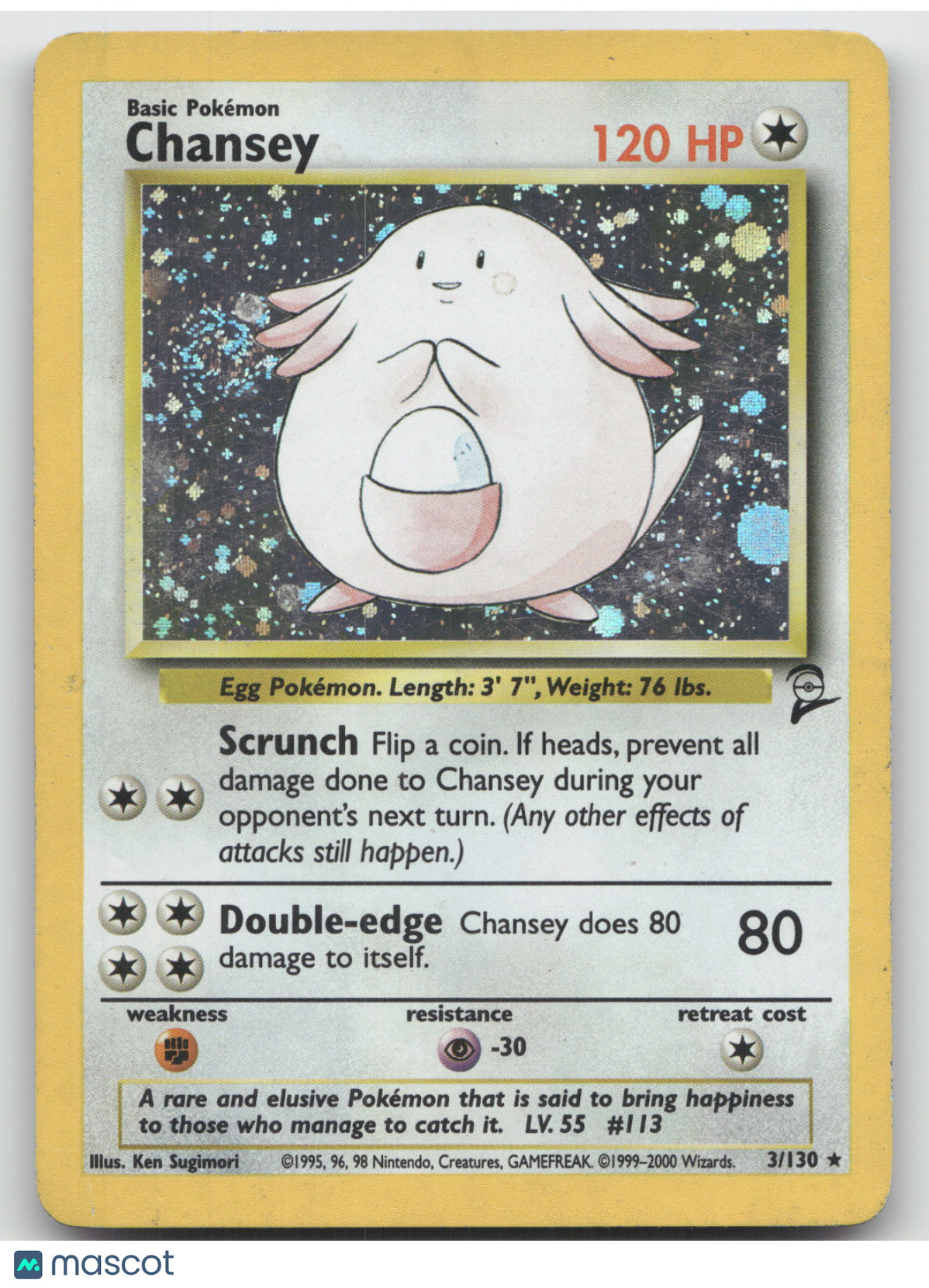 2000 Base Set 2 Chansey Holo Rare #3/130