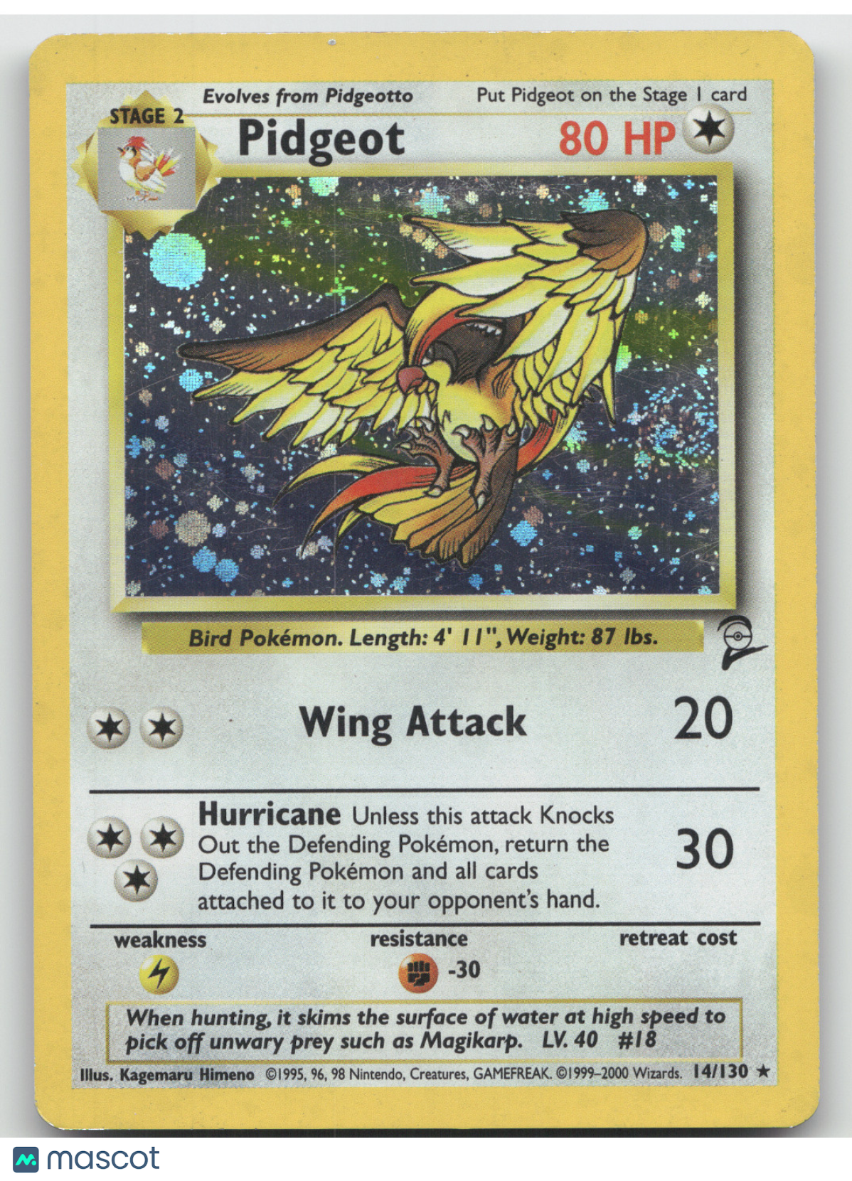 2000 Base Set 2 Pidgeot Holo Rare #14/130
