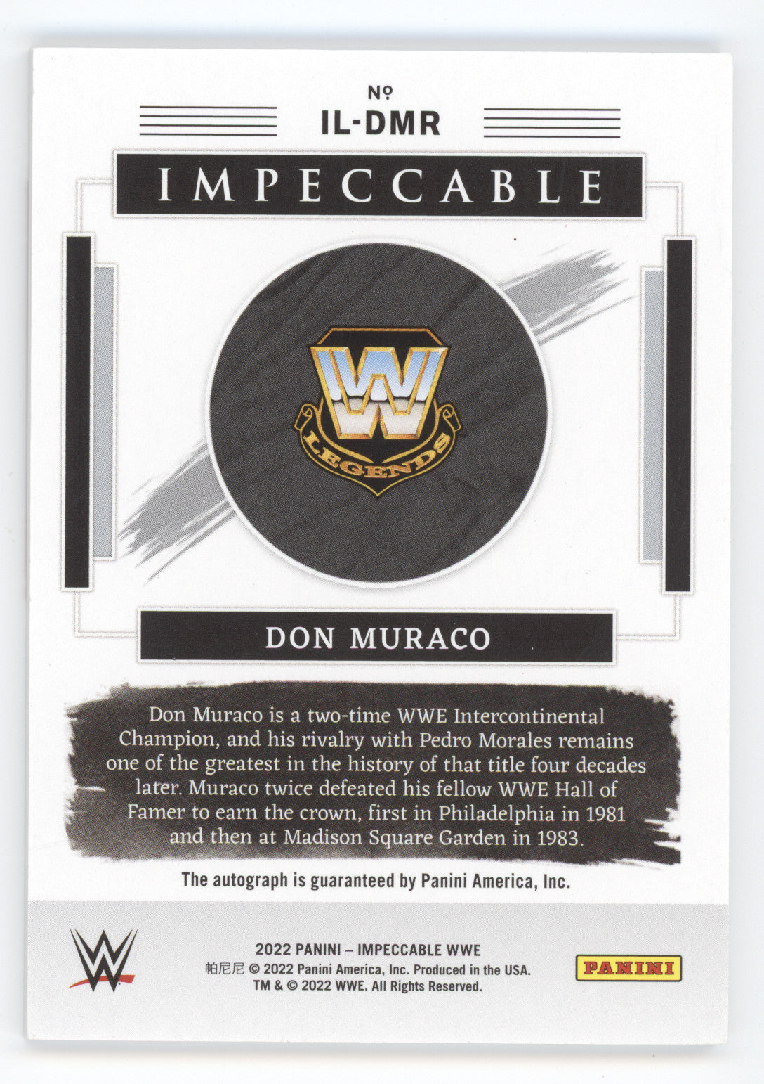 2022 Panini Impeccable WWE Illustrious Ink Don Muraco #IL-DMR 12/99