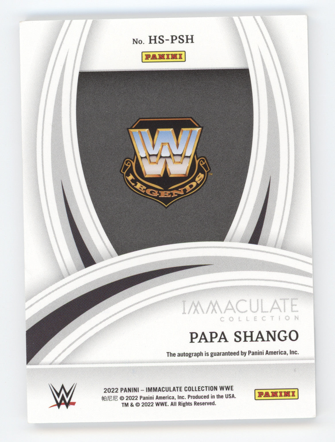 2022 Panini Immaculate Collection WWE Heralded Signatures Papa Shango #PSH 68/99