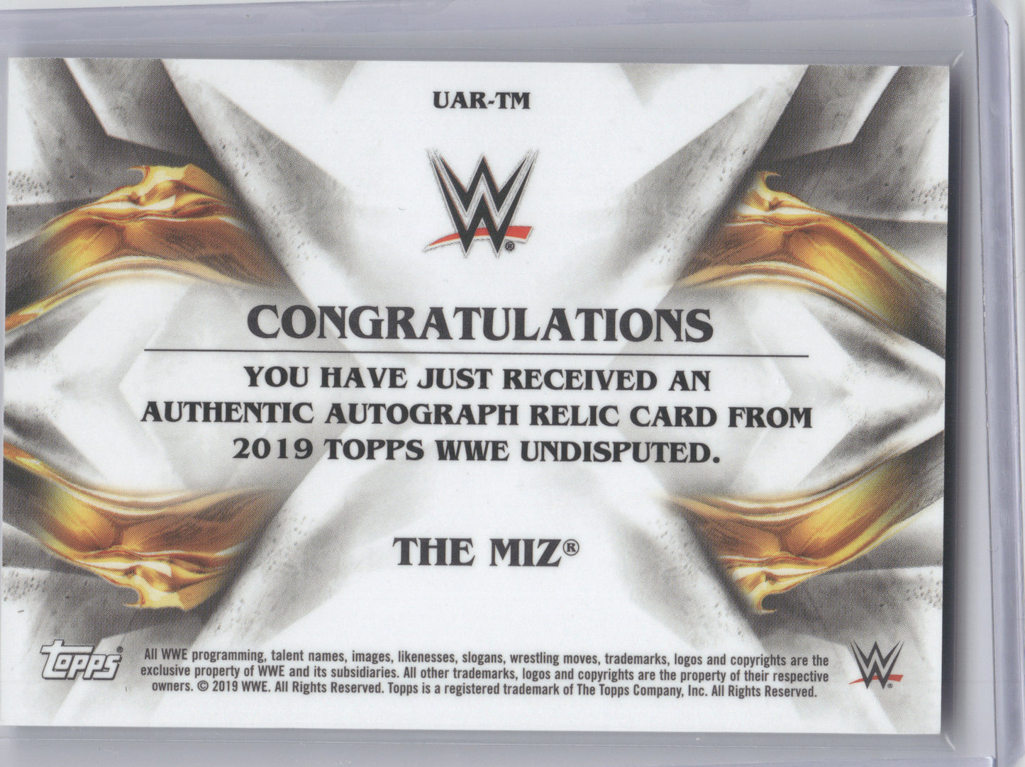 2019 Topps WWE Undisputed The Miz #UAR-TM 09/25 Authentic Shirt Relic Auto