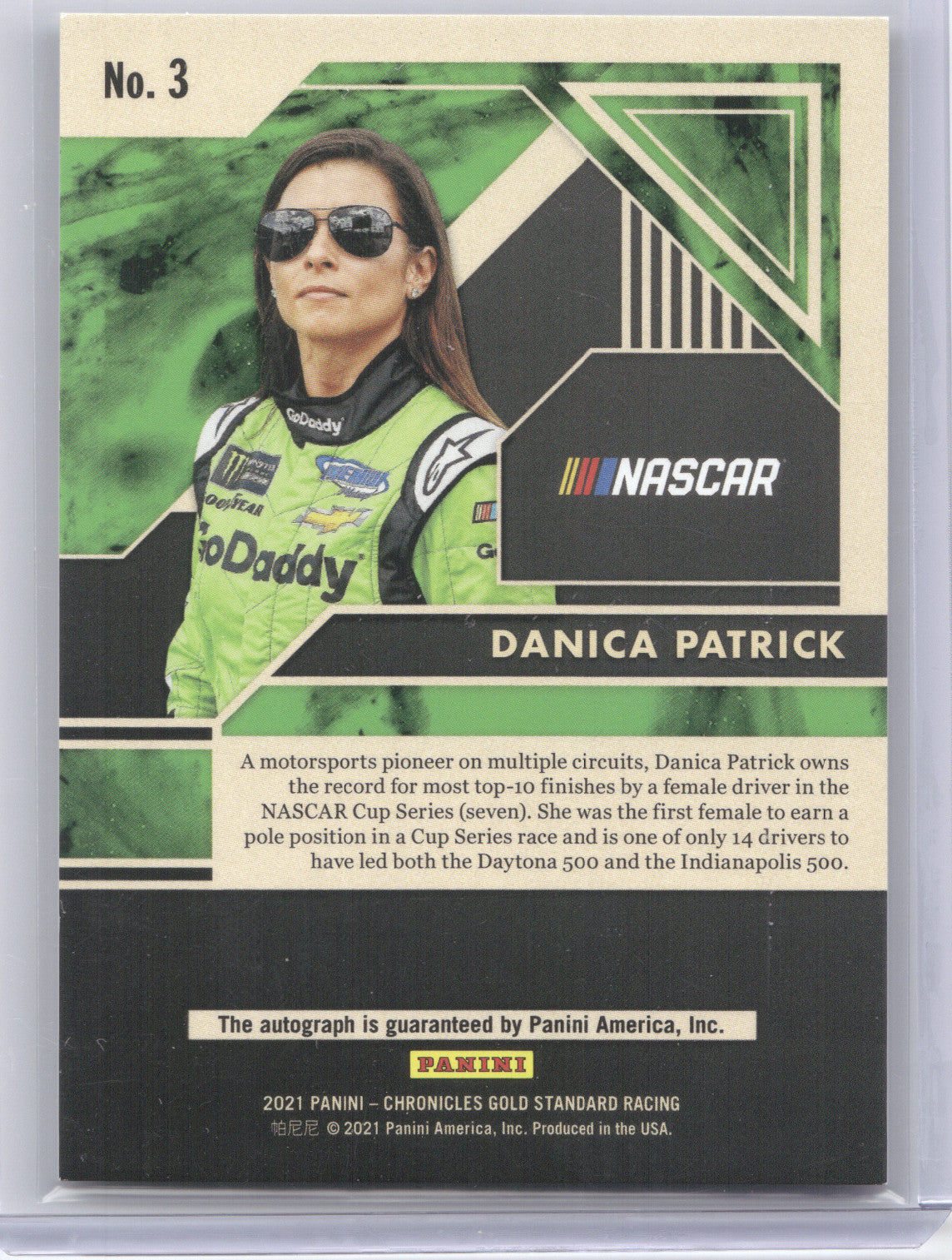 2021 Panini Chronicles Gold Standard Racing Autograph Danica Patrick #3