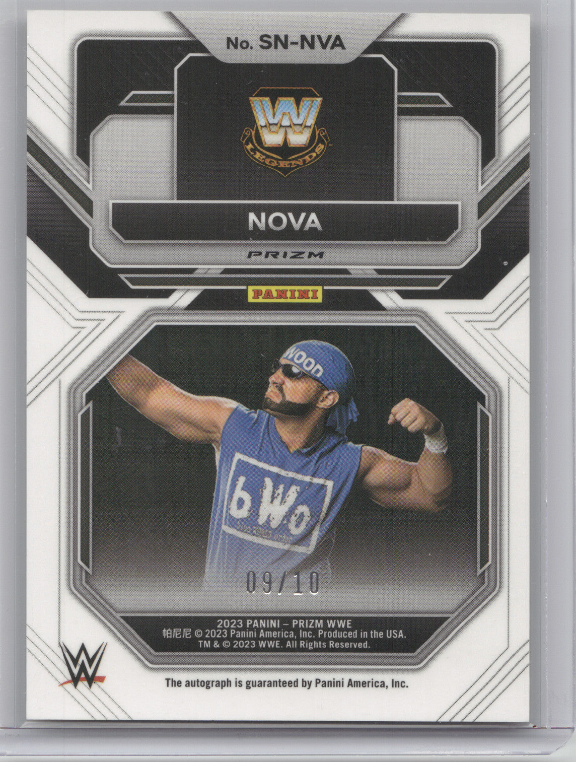 2023 Panini Prizm WWE Sensational Signatures Nova #SN-NVA Gold Disco 09/10
