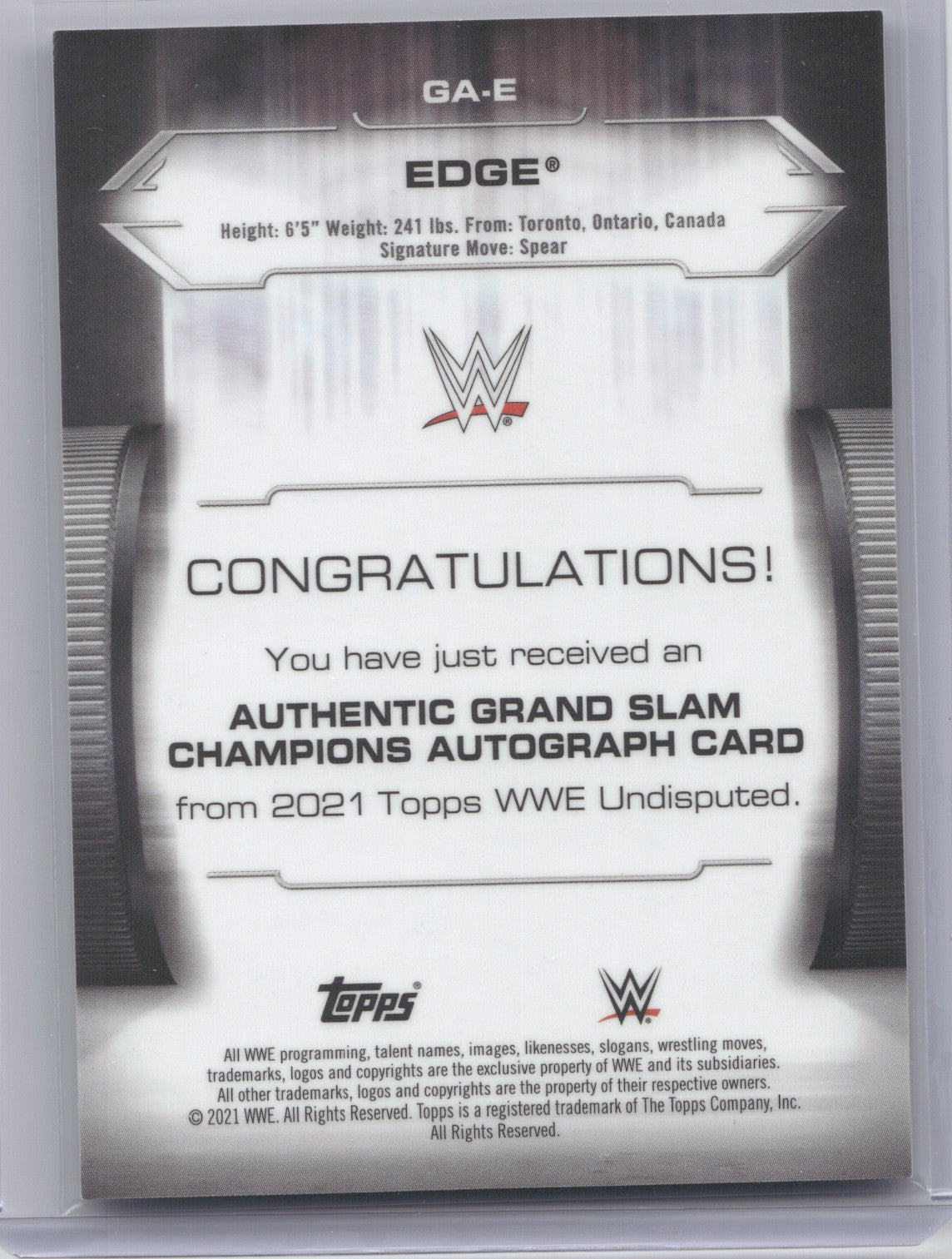 2021 Topps WWE Undisputed Grand Slam Champions Edge #GA-E 007/199