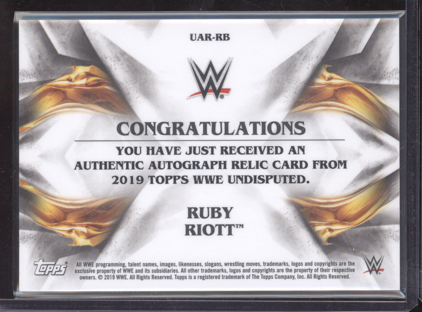2019 Topps WWE Undisputed Ruby Riott #RB Authentic Autograph 48/50 Shirt Relic