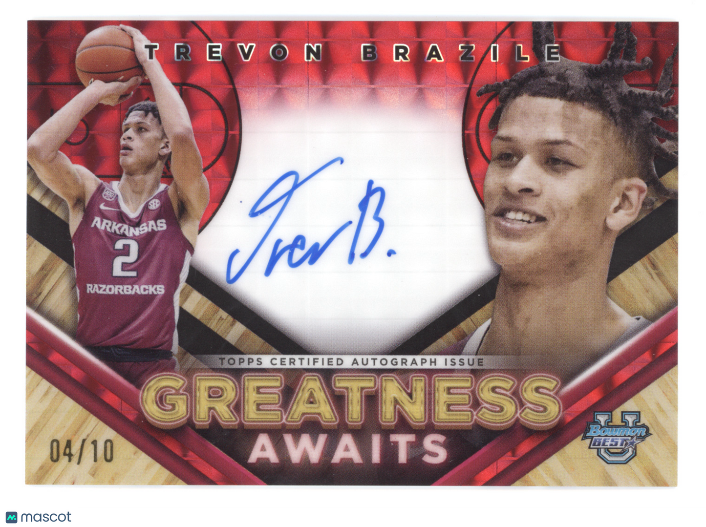 2023 Bowman U Best Greatness Awaits Trevon Brazile #GAA-TB Red Geometric 04/10