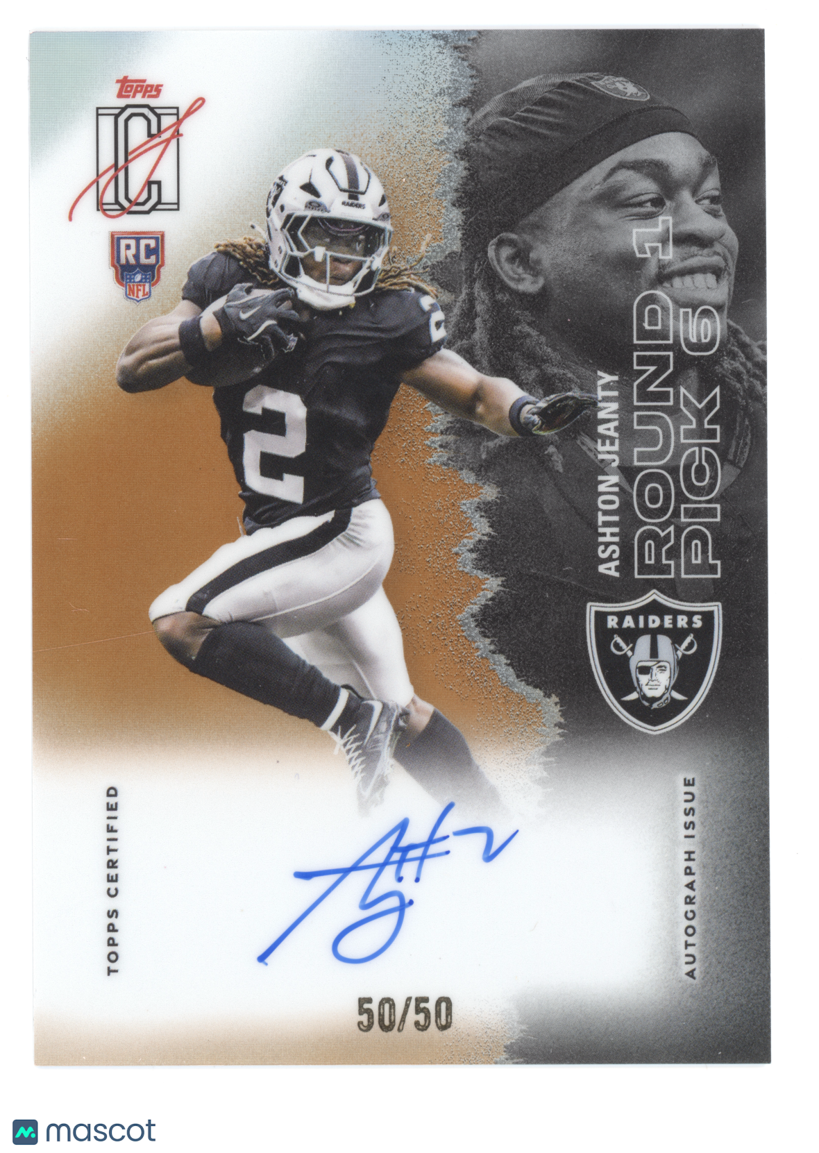 2025 Topps Signature Class Ashton Jeanty #102 Orange Chrome Autograph RC 50/50