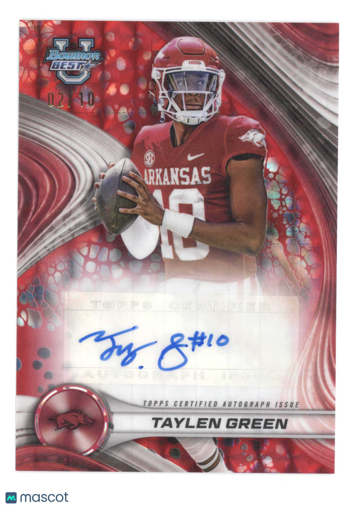 2024 Bowman U Best of 2024 Autograph Taylen Green #BOA-TG Red Geometric 02/10