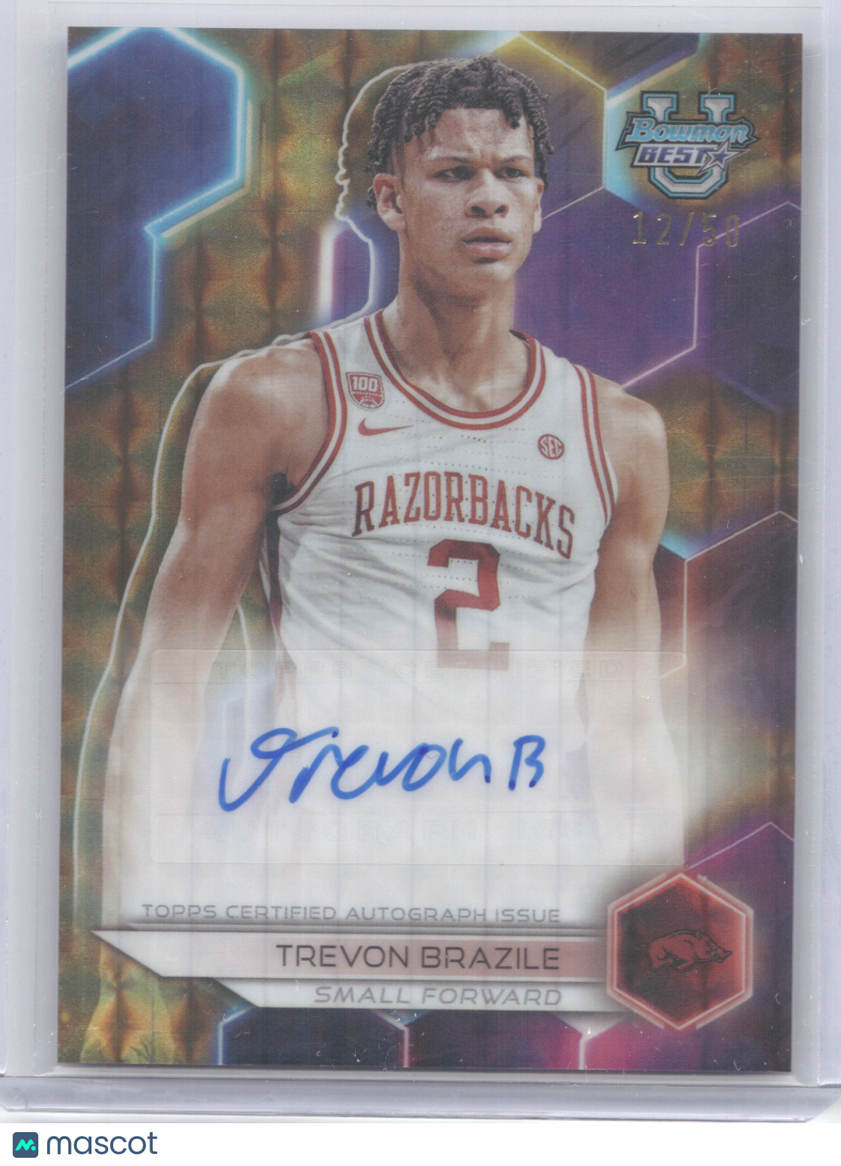 2024 Bowman University Best Basketball Trevon Brazile #TB Gold Geometric 12/50