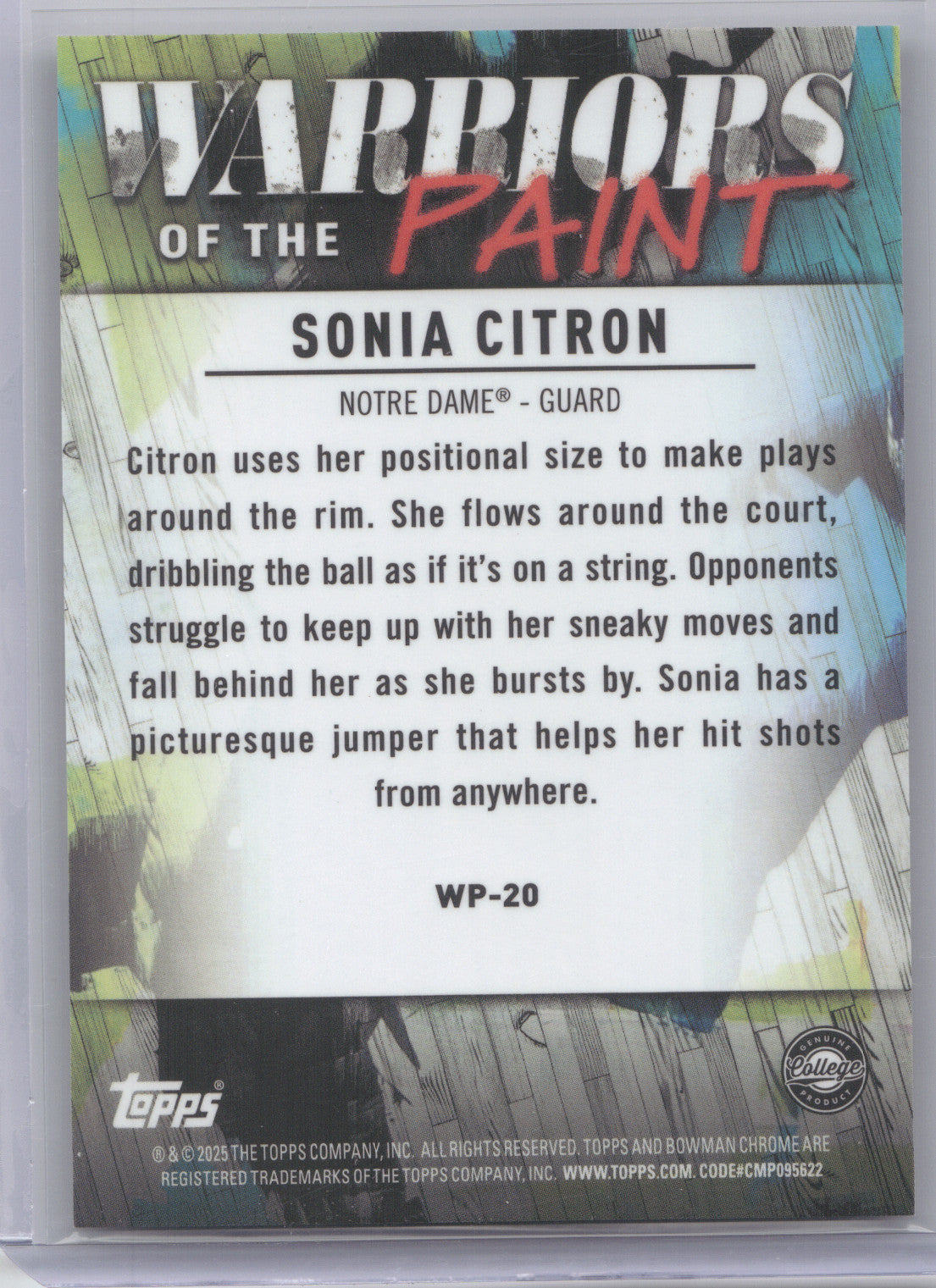 2024 Bowman Chrome University Warriors of the Paint Sonia Citron #WP-20 Orange