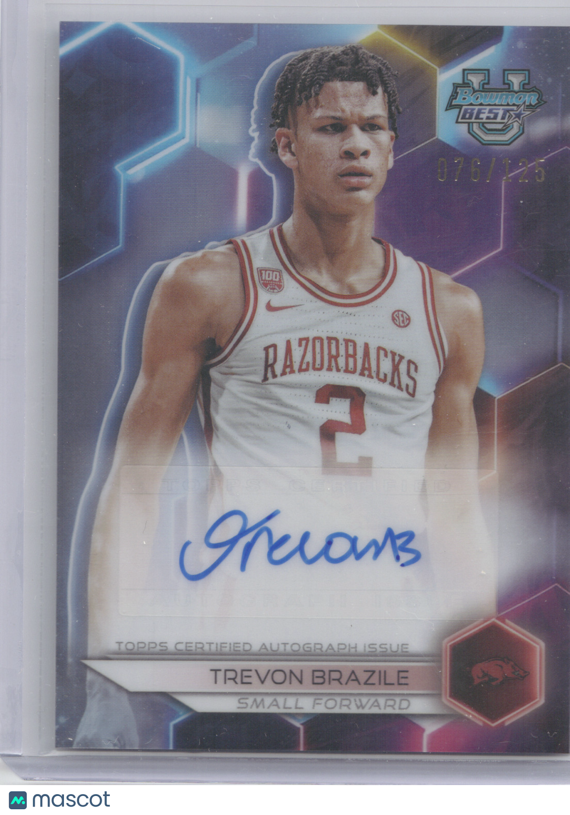 2024 Bowman University Best of 2023 Autograph Trevon Brazile #TB Purple 076/125