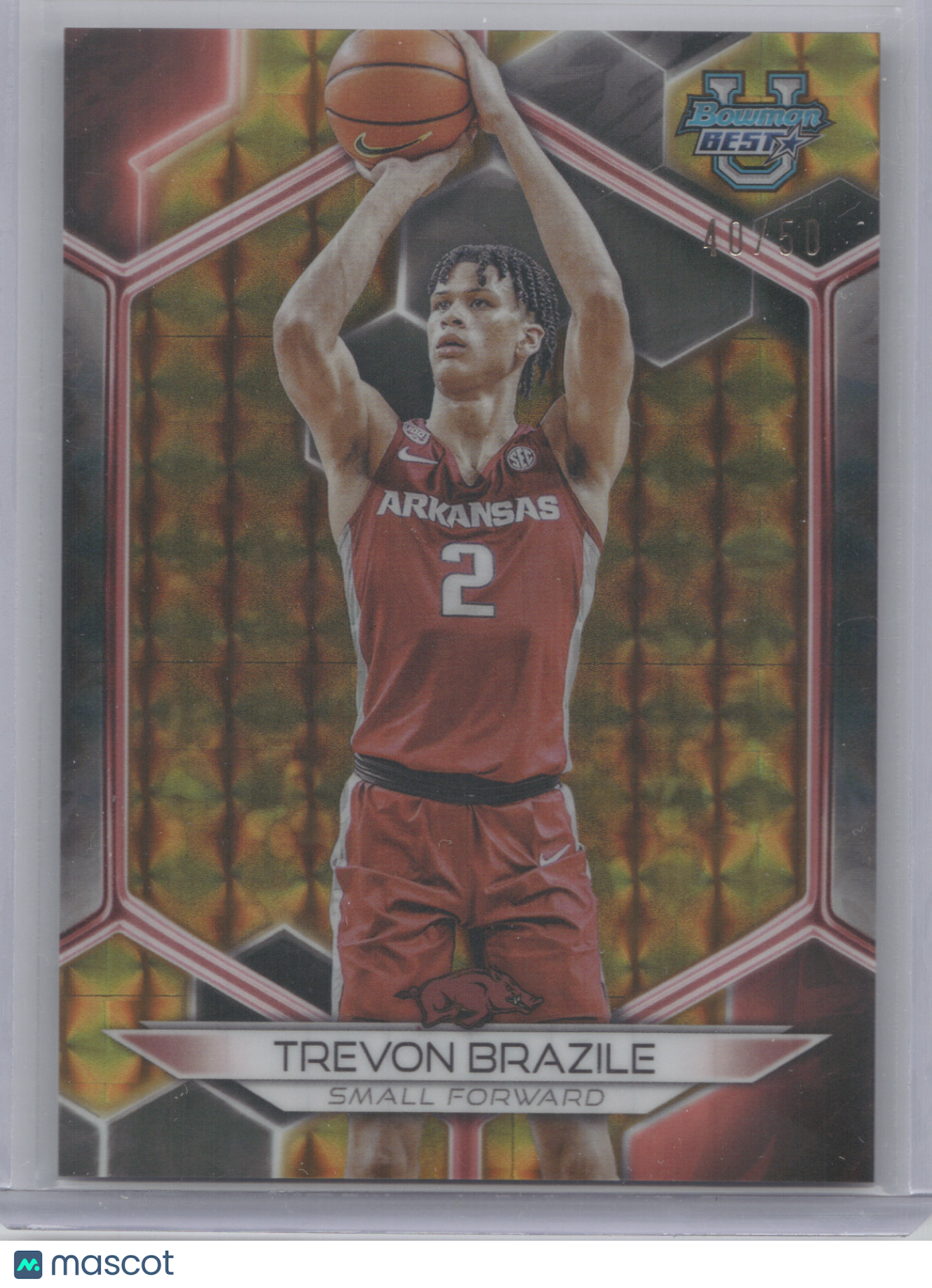 2023 Bowman University Best Trevon Brazile #5 Gold Geometric 40/50