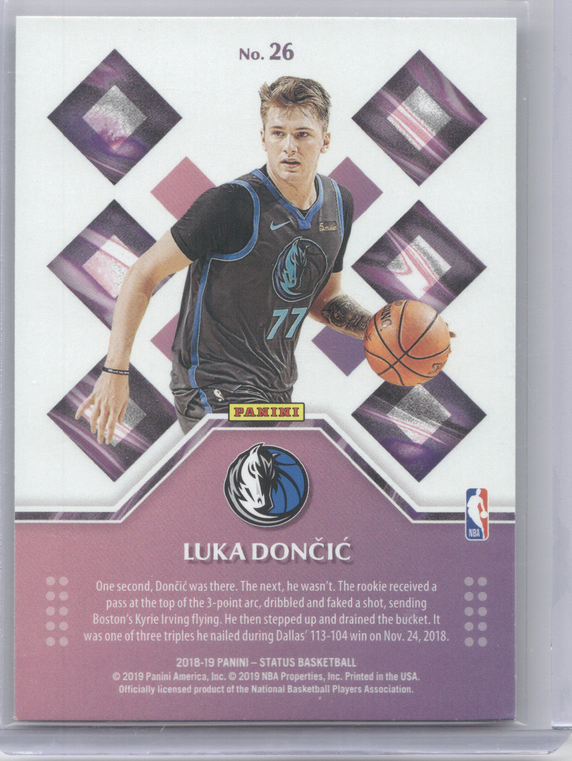 2018 Panini Status Rookie Credentials Luka Dončić #26