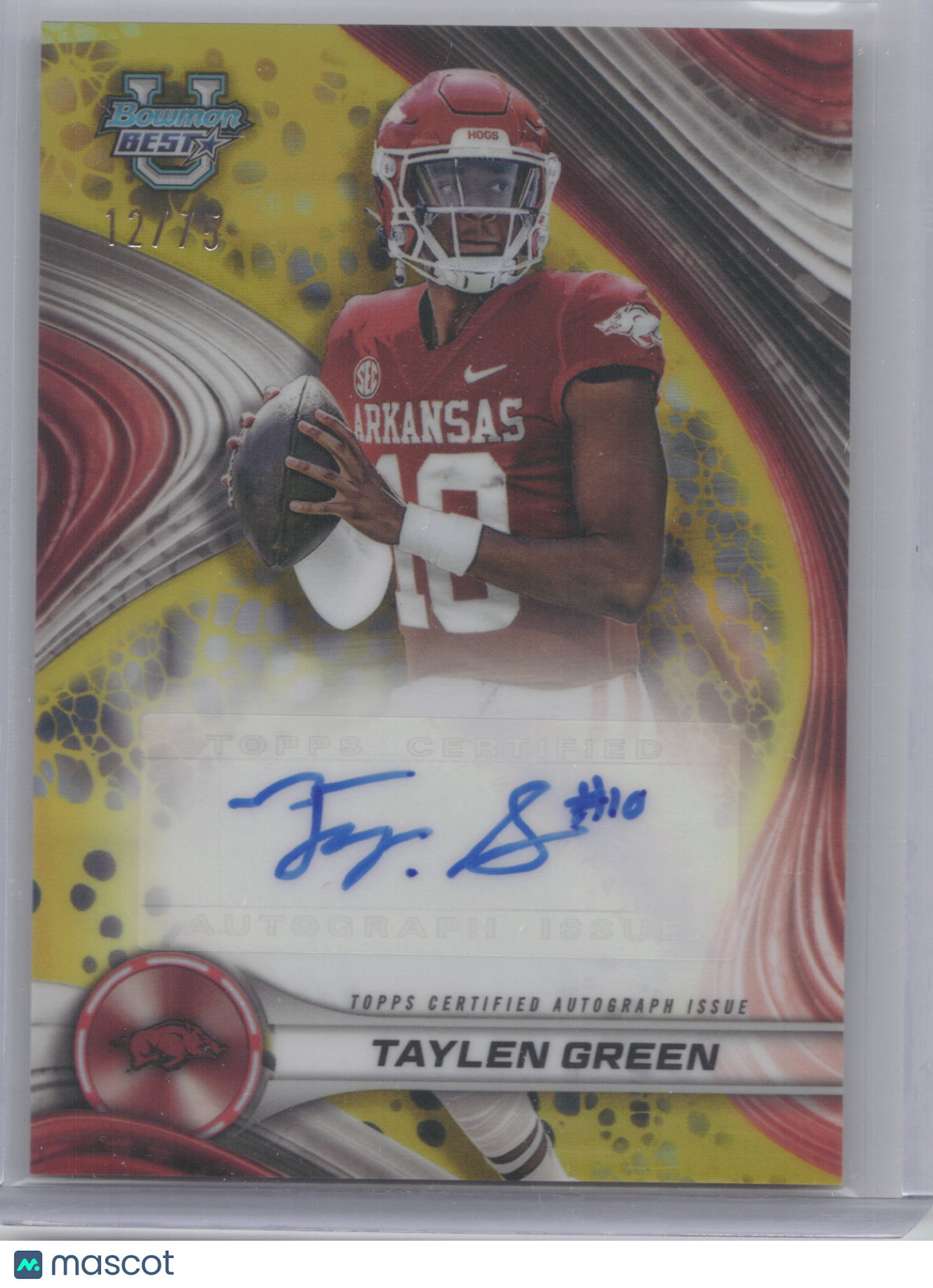 2024 Bowman Best University Autograph Taylen Green #BOA-TG Yellow 12/75