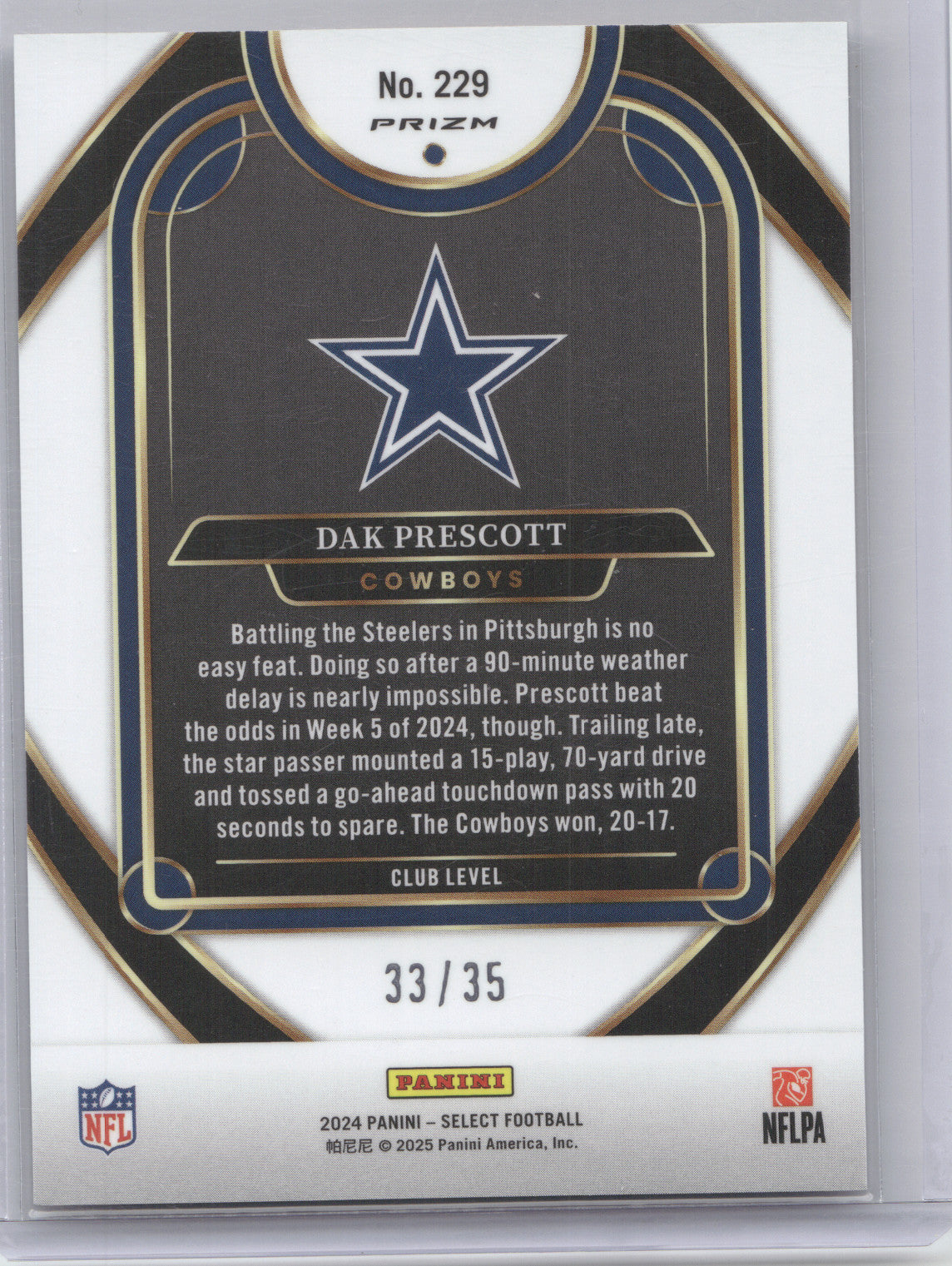 2024 Panini Select Dak Prescott #229 Blue Orange Shock 33/35