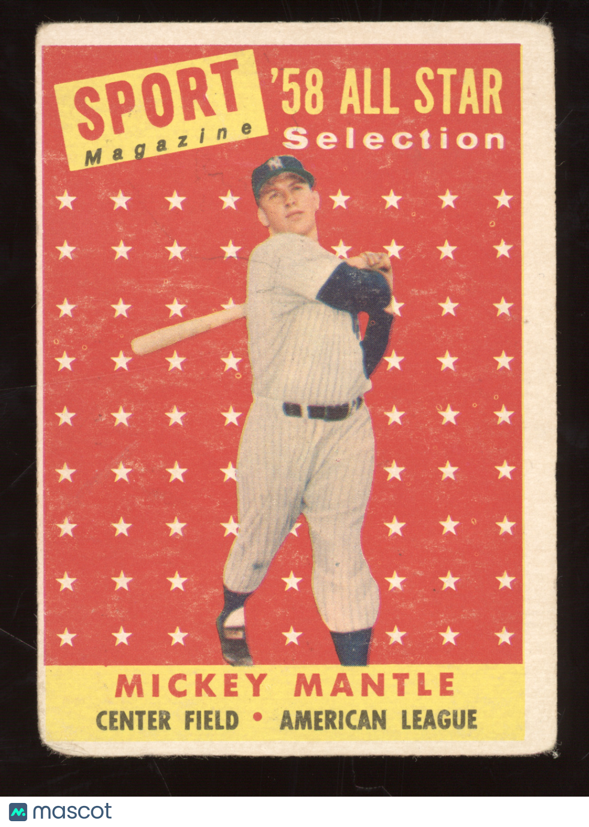1958 Topps Sport Magazine '58 All Star Selection Mickey Mantle #487