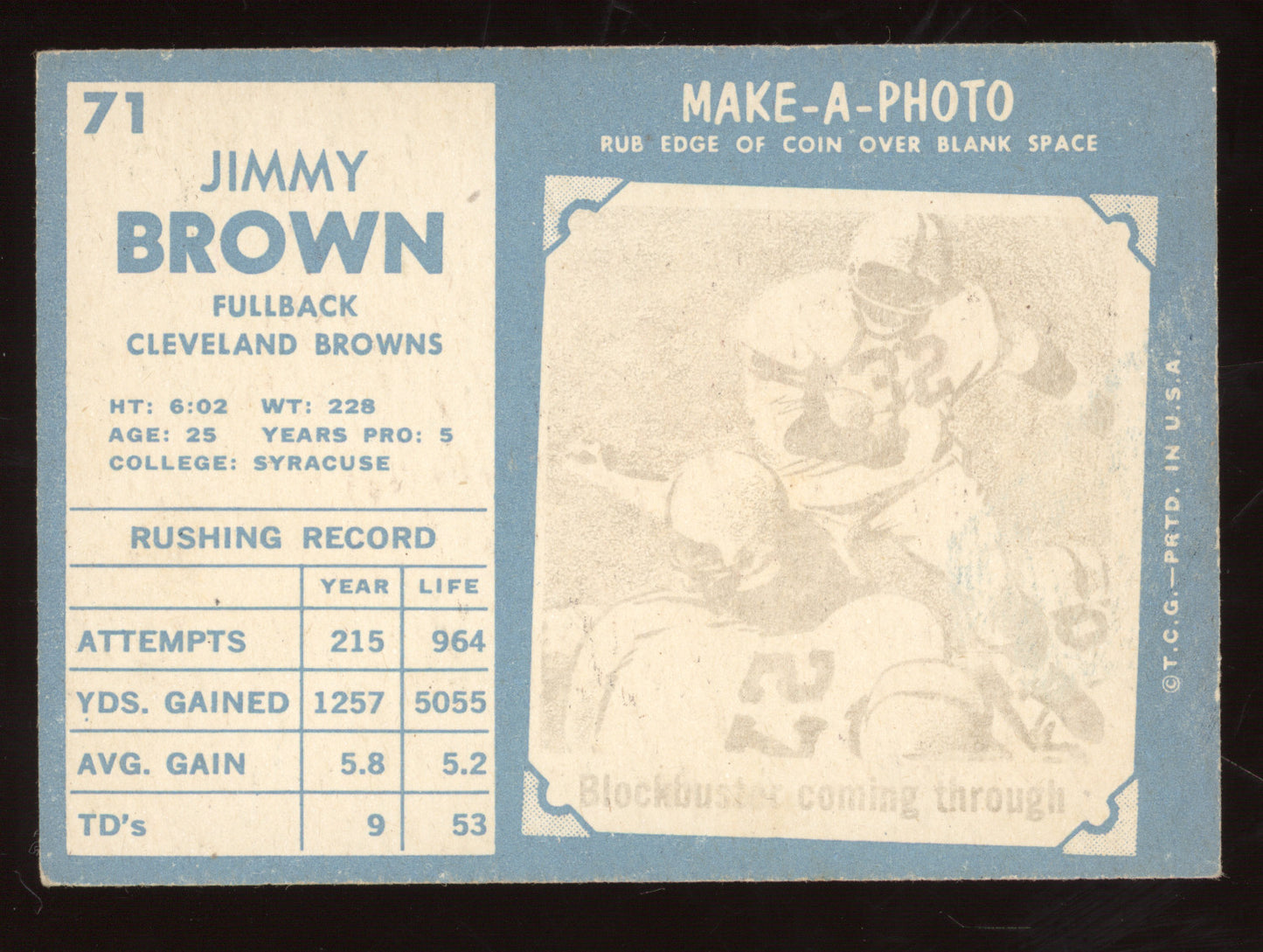 1961 Topps Jimmy Brown #71