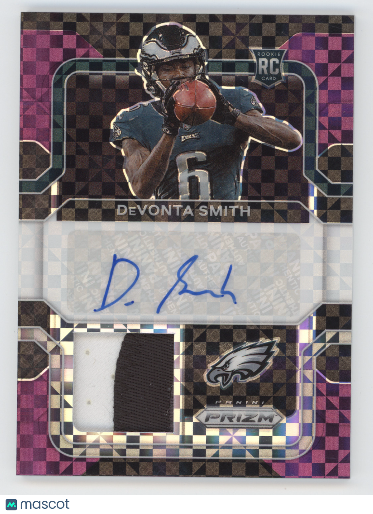 2021 Panini Prizm DeVonta Smith #RPA-DS Purple Checkerboard 29/49 Patch RC