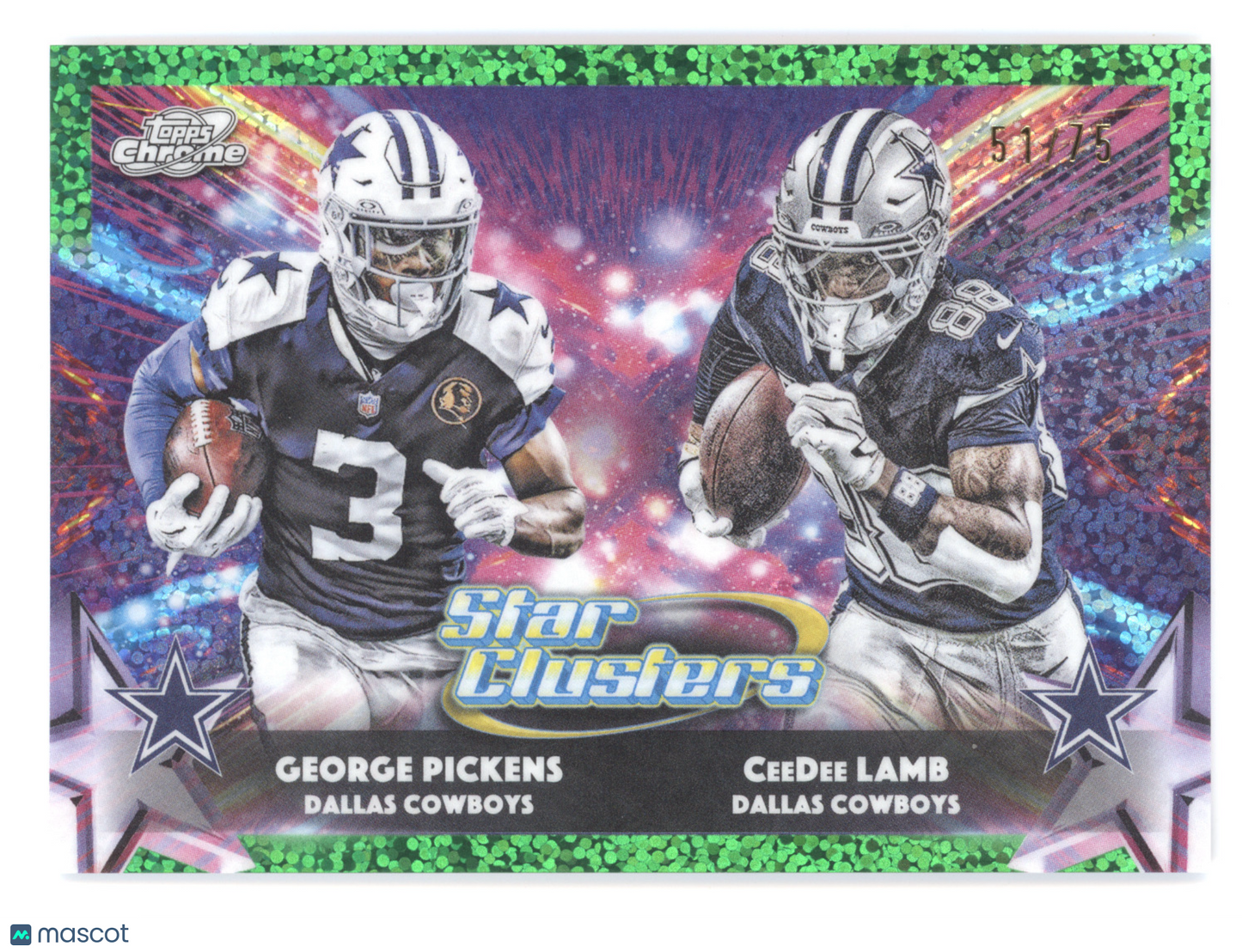 2025 Topps Cosmic Chrome Star Clusters Lamb/Pickens #SC-8 Green Space Dust 51/75