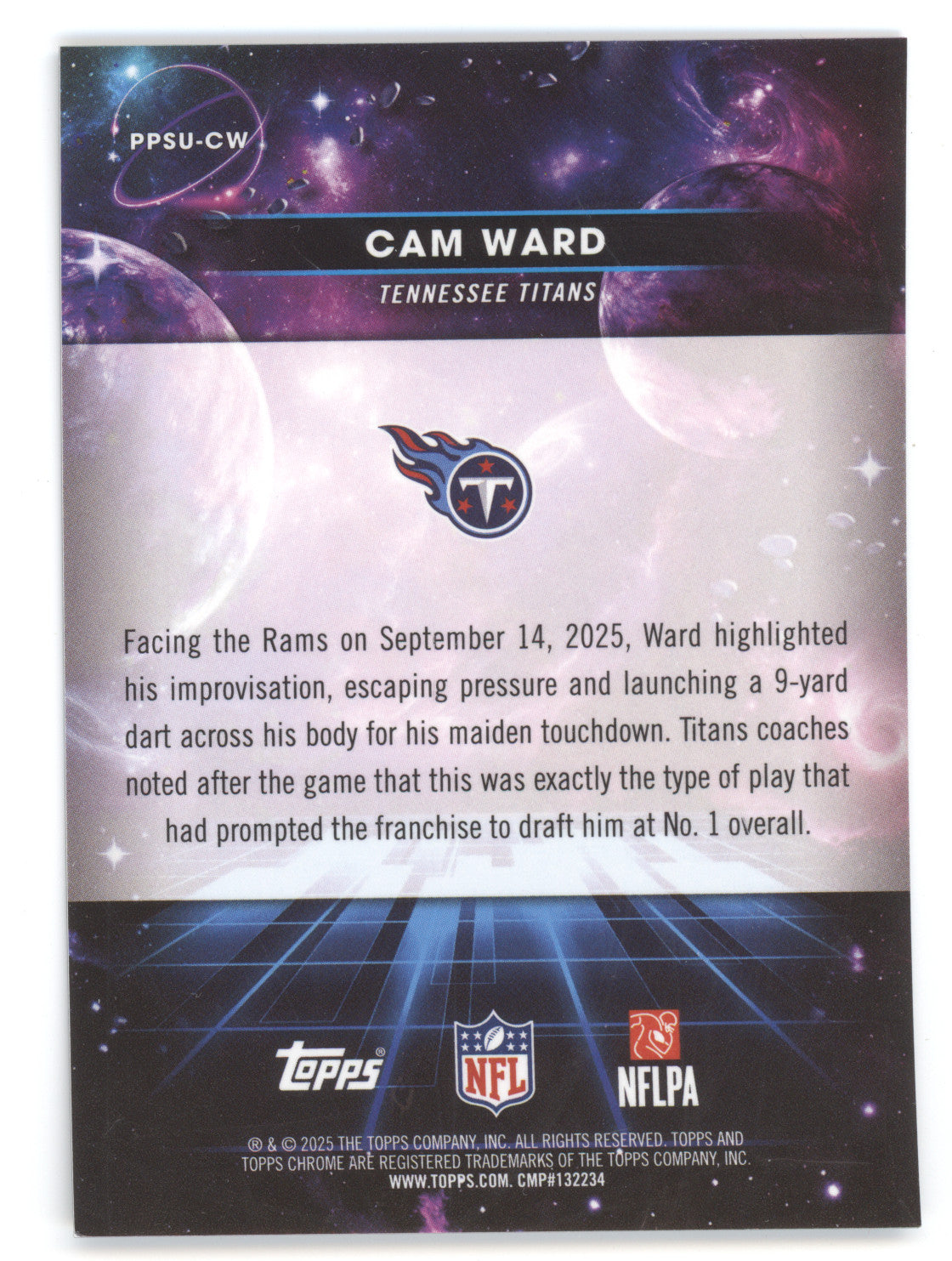 2025 Topps Cosmic Chrome Planetary Pursuit Cam Ward #PPSU-CW Sun RC