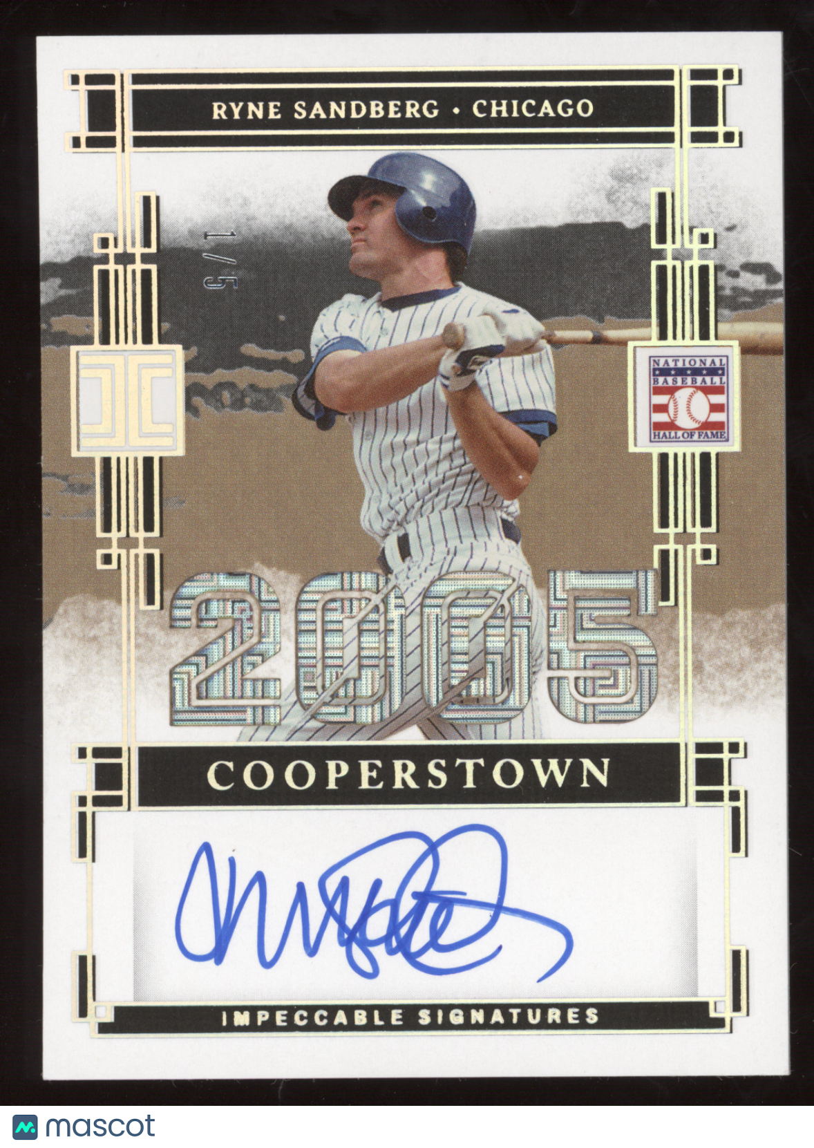 2025 Panini Impeccable Signatures Ryne Sandberg #ICS-RS Cooperstown 1/5