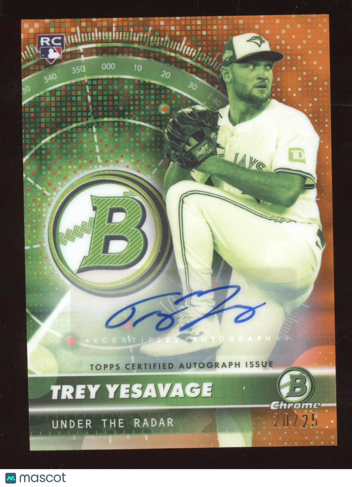 2026 Bowman Chrome Under the Radar Trey Yesavage #UR15 Autograph Orange 20/25 RC