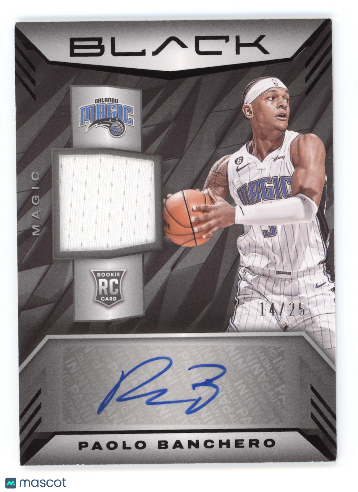 2022 Panini Black Rookie Memorabilia Autographs Paolo Banchero #RMA-PBC 14/25