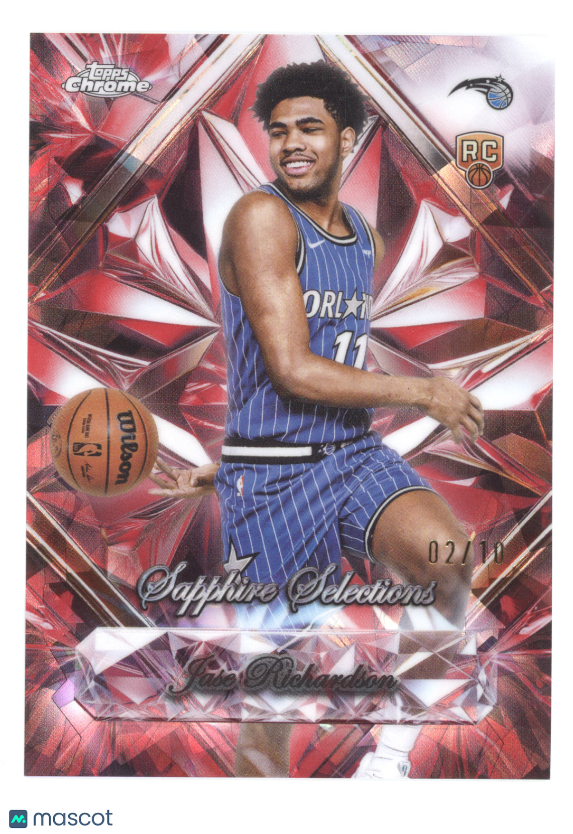 2025 Topps Chrome Sapphire Selections Jase Richardson #SS-18 Red RC 02/10