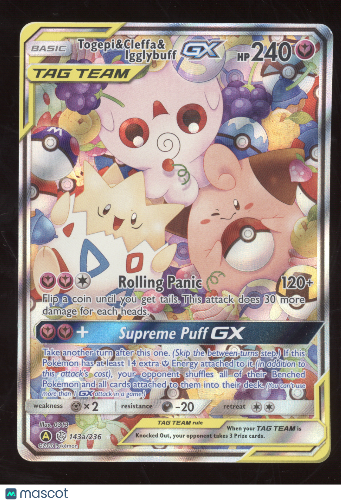 2019 Cosmic Eclipse Yellow A Alternate Togepi & Cleffa & Igglybuff GX #143a/236