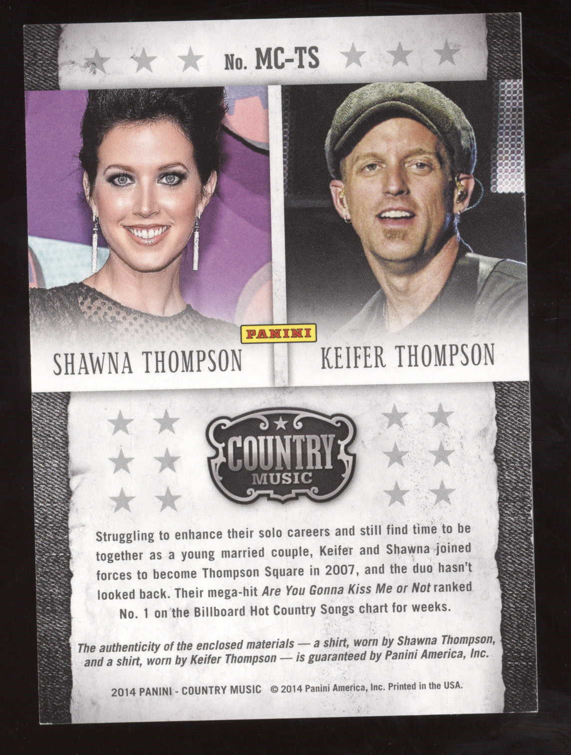 2014 Panini Country Music Musician Materials K. Thompson/S. Thompson 06/10 #MCTS